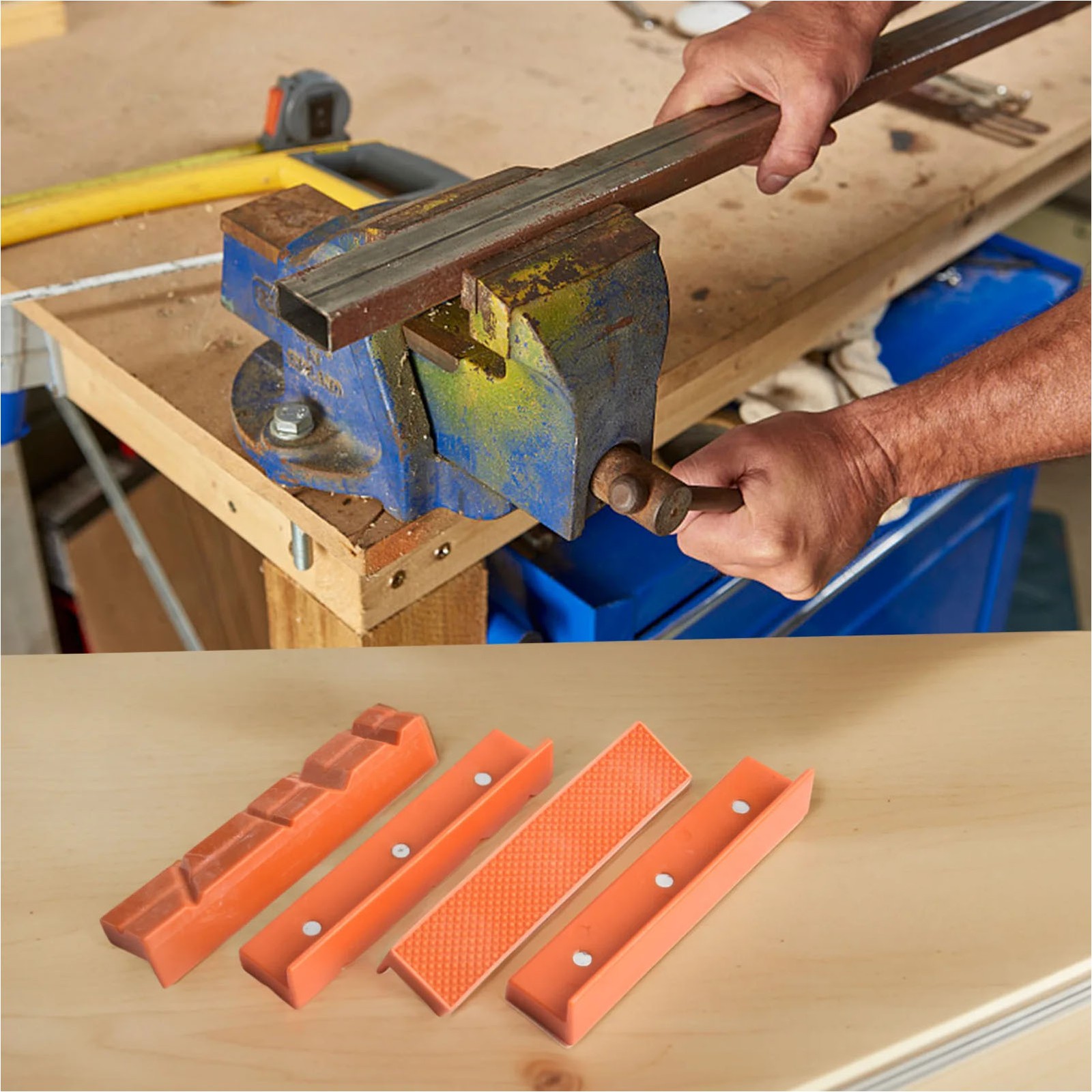1 Pair Orange 4/5/6/8″ Soft Vise jaws Magnetic Reversible Pads Cover Rubber
