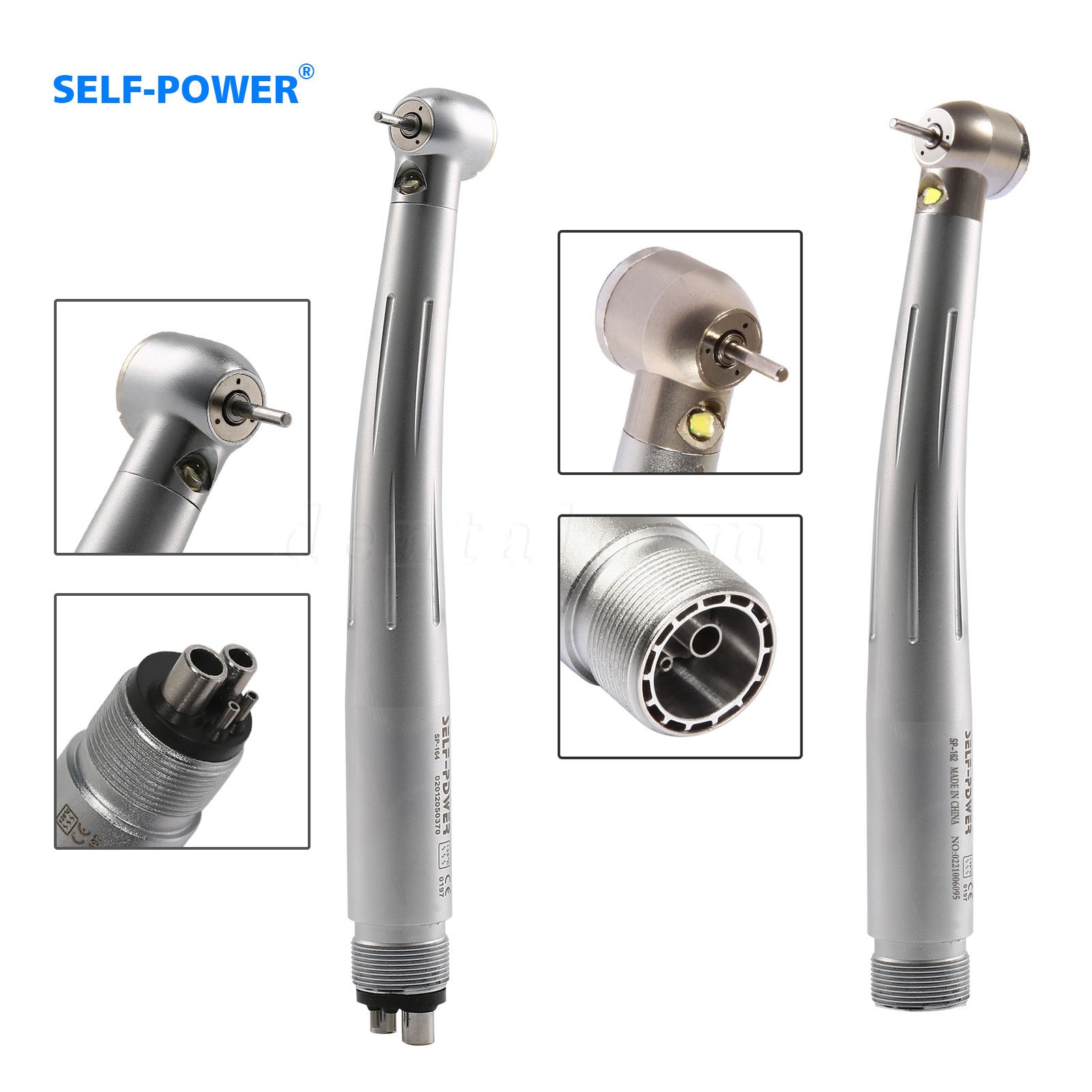 Dental LED E-generator Fiber Optic High Speed Handpiece 2 4Hole Fit FG1.6mm Burs