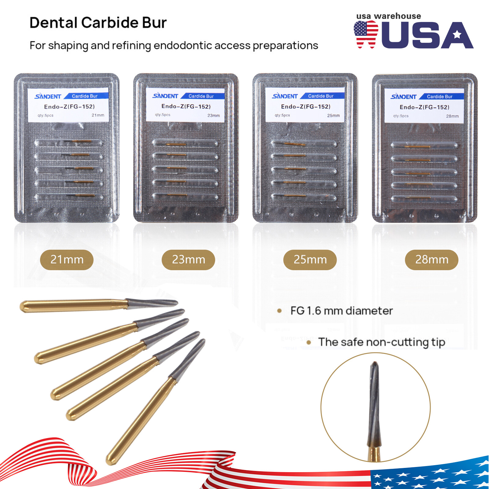 Dental Endodontic ENDO-Z Tungsten Carbide Burs FG Round Bur High Speed