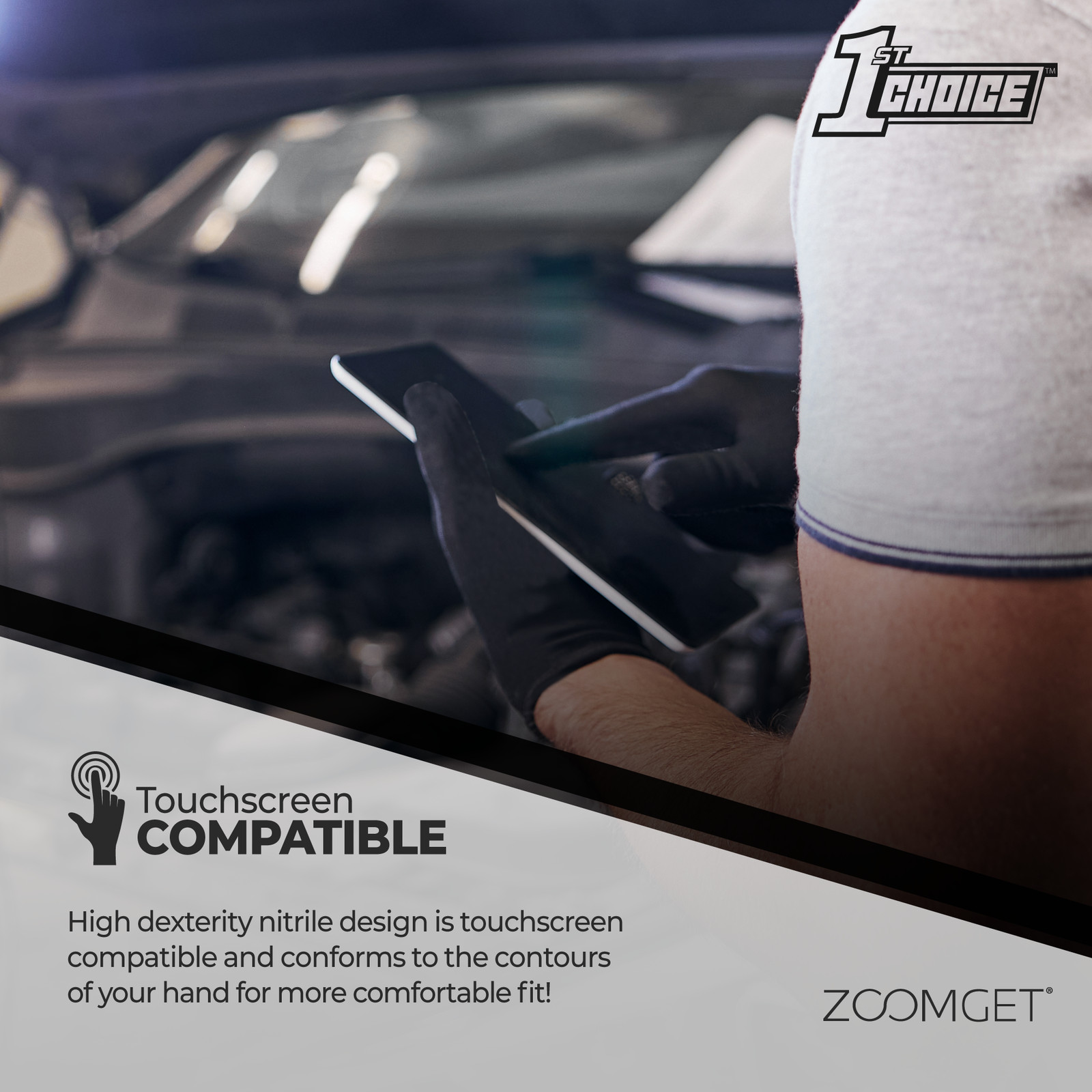 1st Choice 5 mil Industrial Black Nitrile Gloves, Latex & Powder-Free