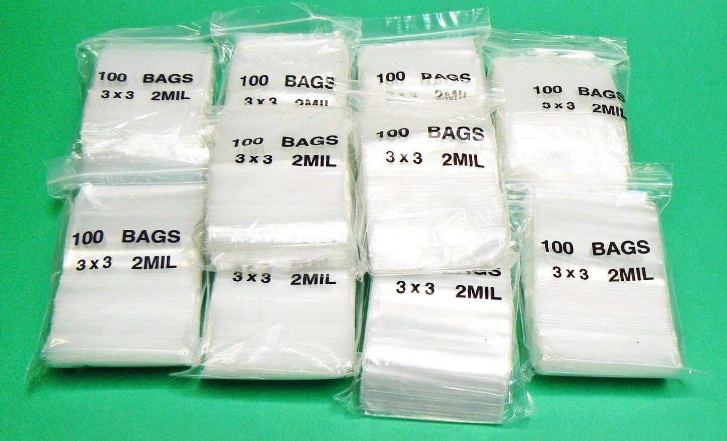 3 x 3 Bags 2mil Clear Reclosable Top Seal Squeeze Lock Bags 3″ Square 1000 Pcs