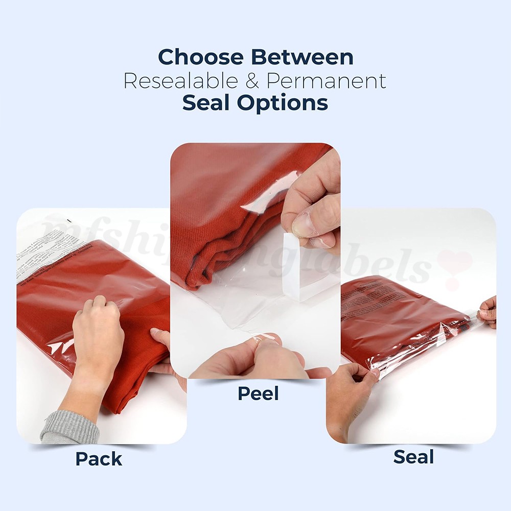 Clear Poly Bags with Suffocation Warning Self Seal Merchandise Packaging For FBA