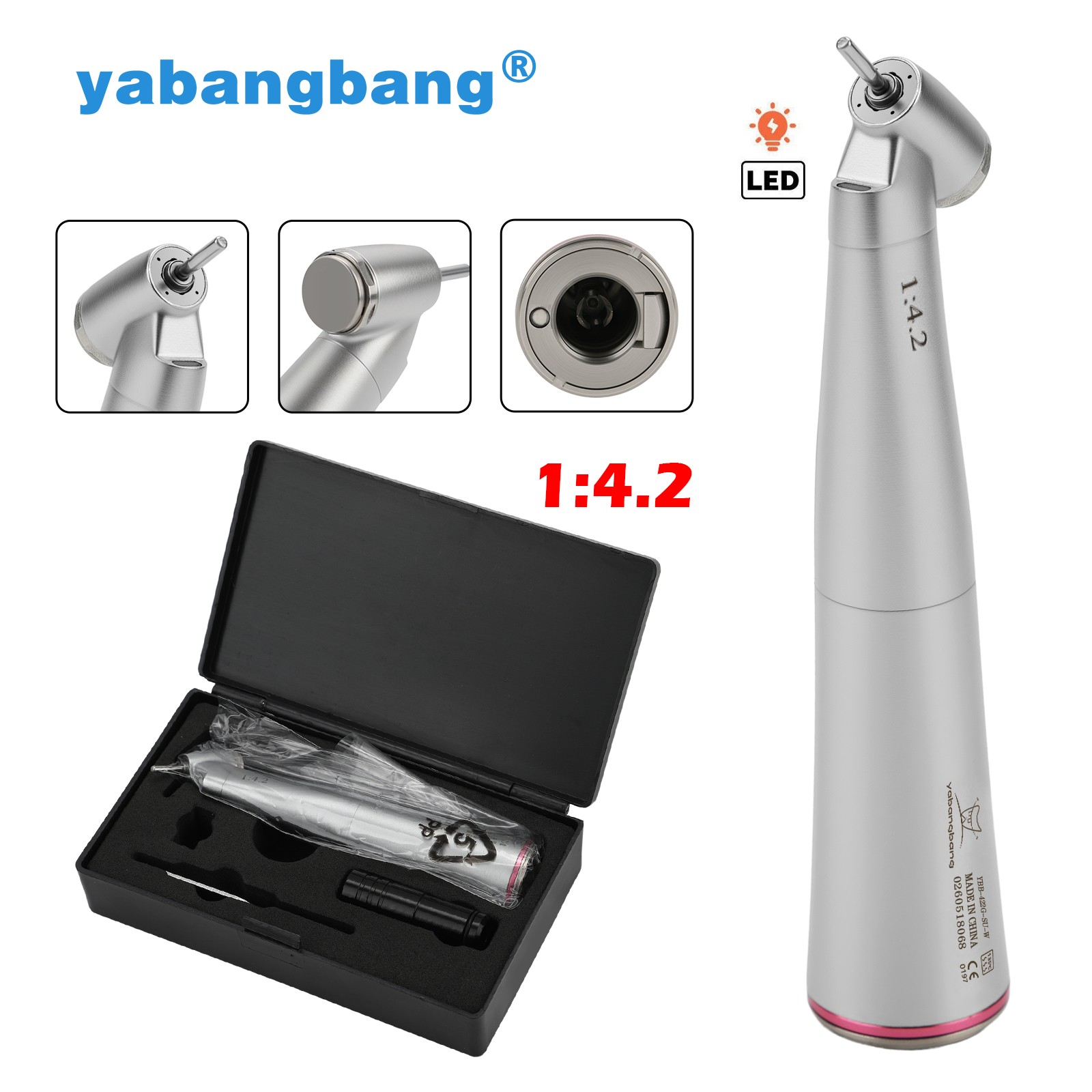 Dental 1:4.2 Increasing 45 Degree LED Contra Angle Surgical Handpiece