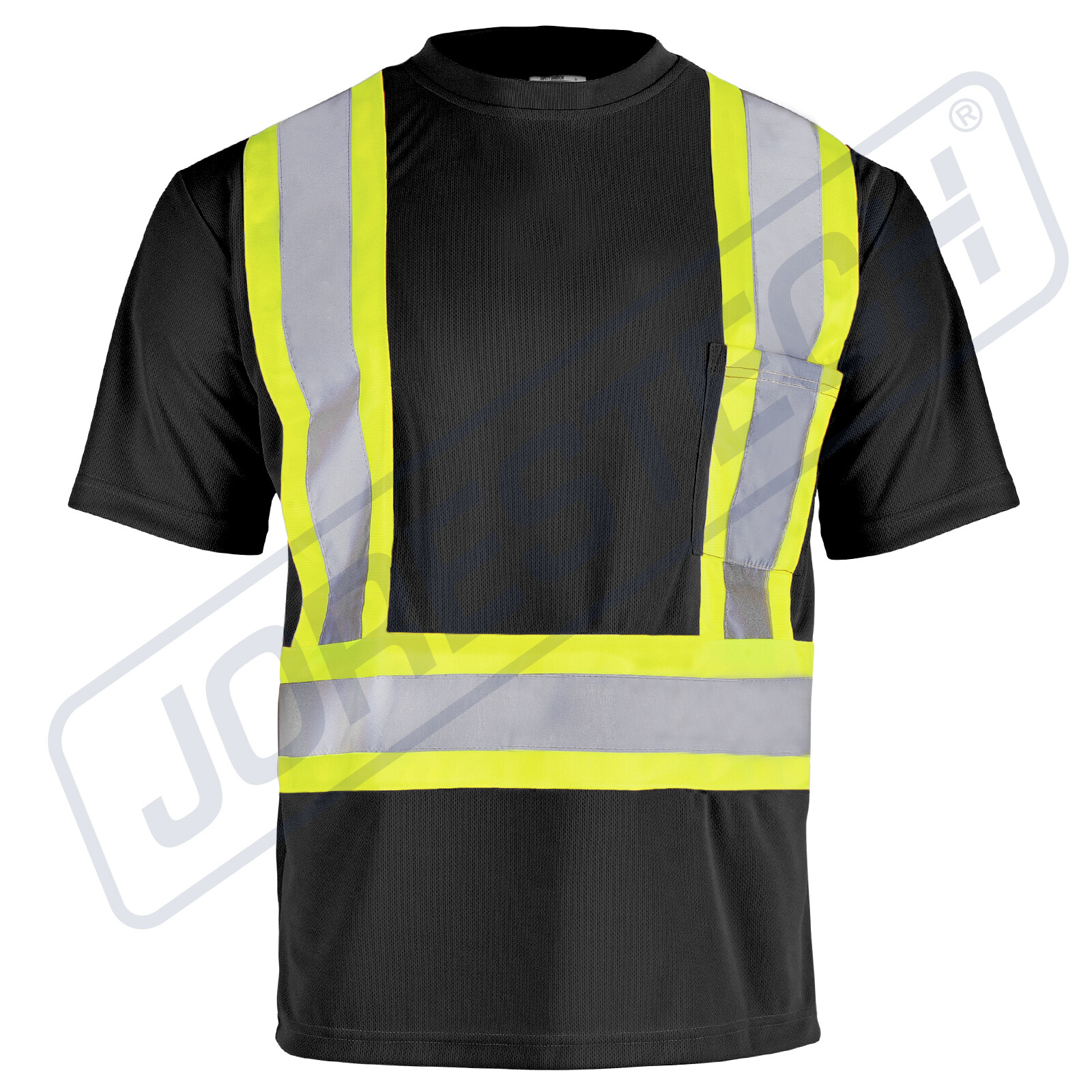 Hi Vis Black Shirt ANSI Class 1 Reflective Safety Short Sleeve HIGH VISIBILITY