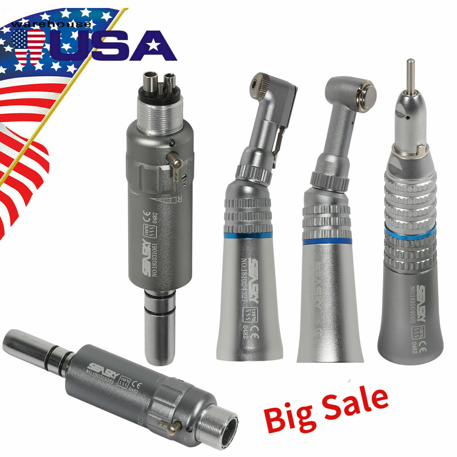 NSK Style Dental Latch/Push Slow Speed Handpiece Contra Angle Air Motor 2/4Holes