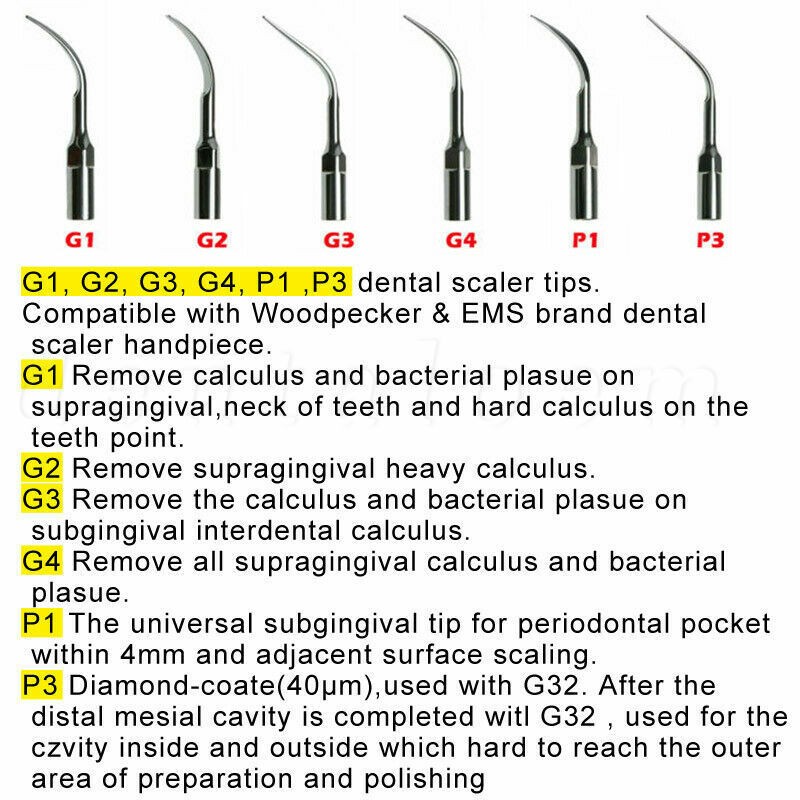 10× Dental Ultrasonic Piezo Scaler Tips fit Woodpeck EMS DTE SATELEC Handpiece