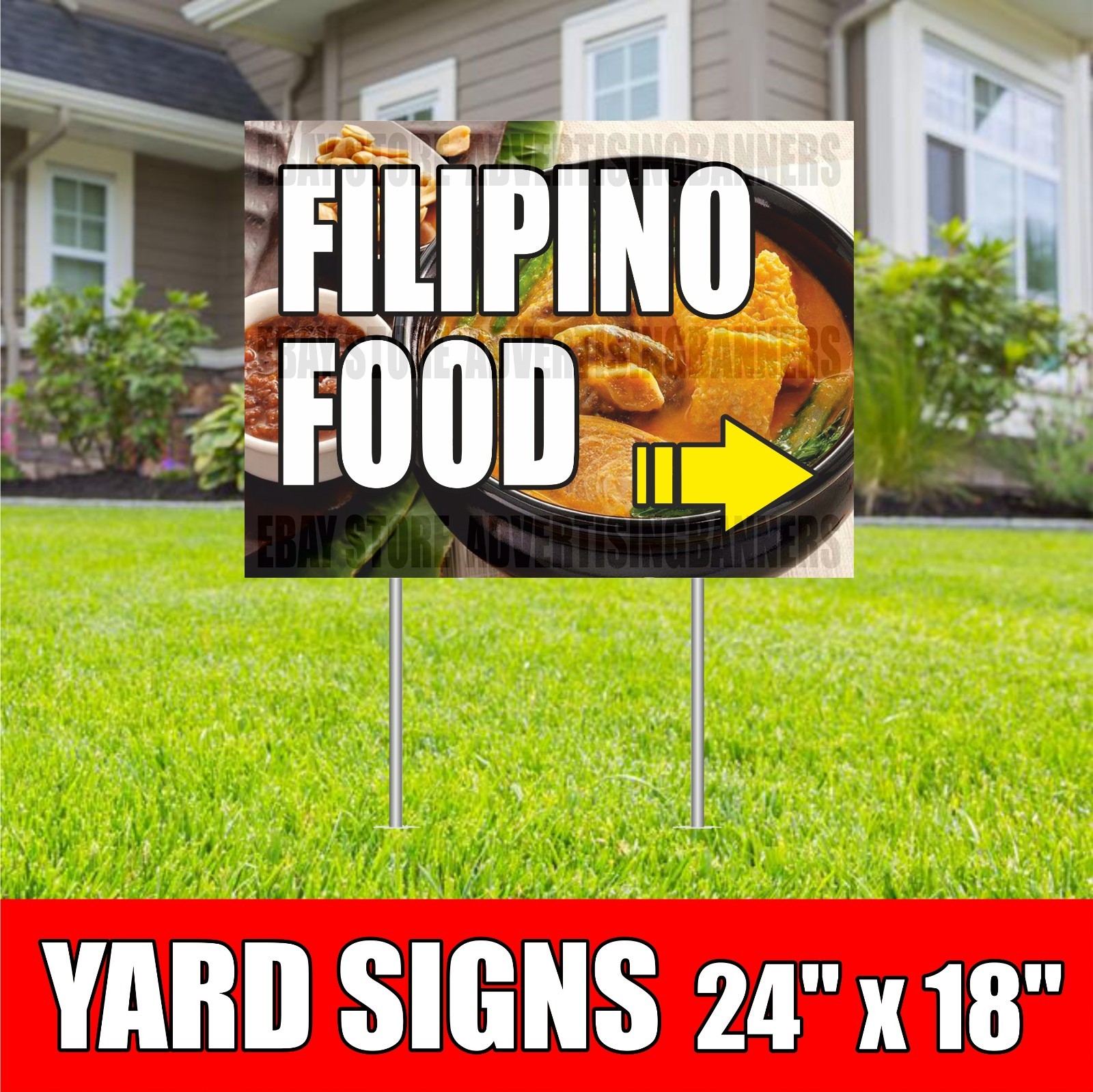 FILIPINO FOOD Yard Sign with H-Stakes street foods manila Philippines