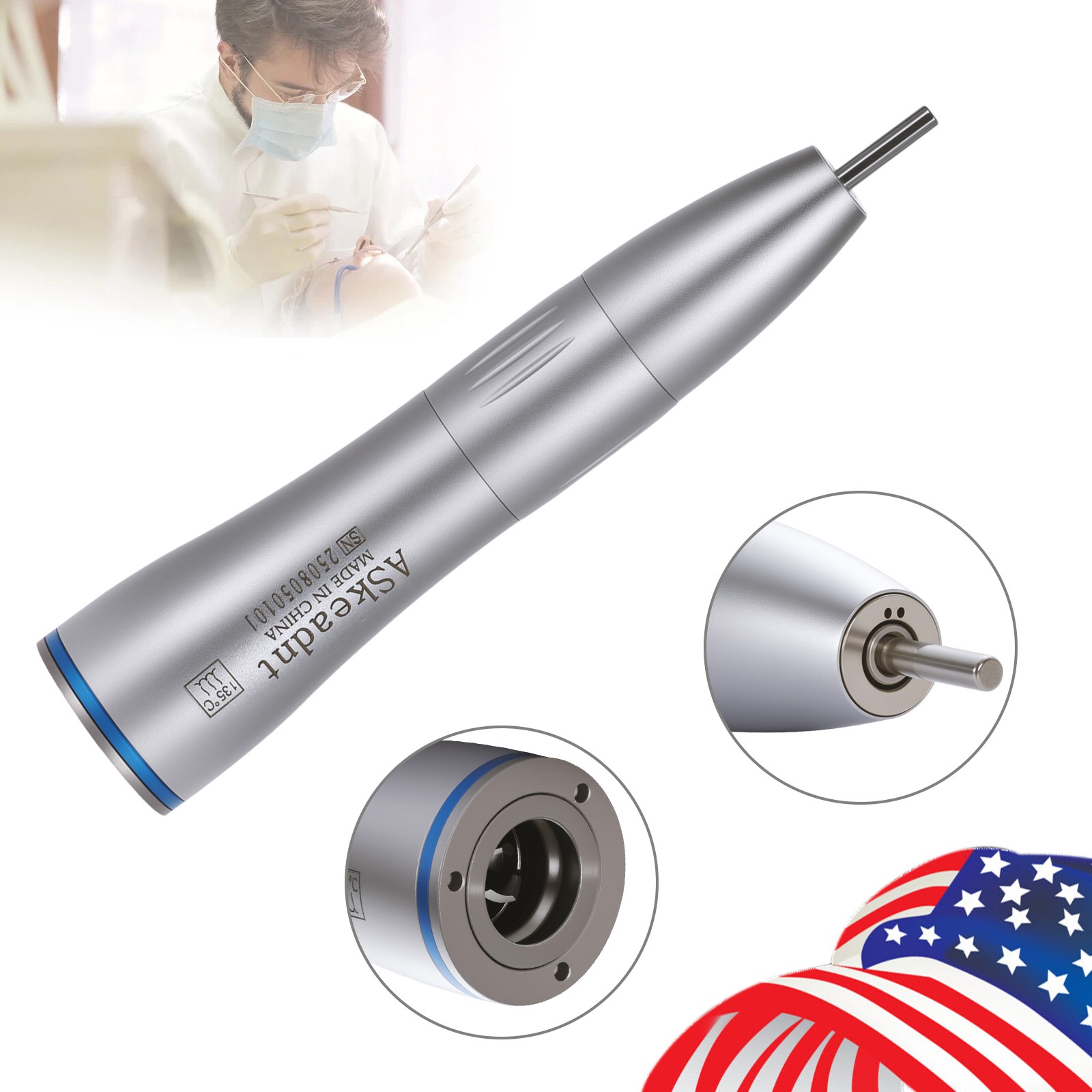 1-10 Dental Internal Water Spray Straight Nosecone Low Speed Handpiece ASkeadnt