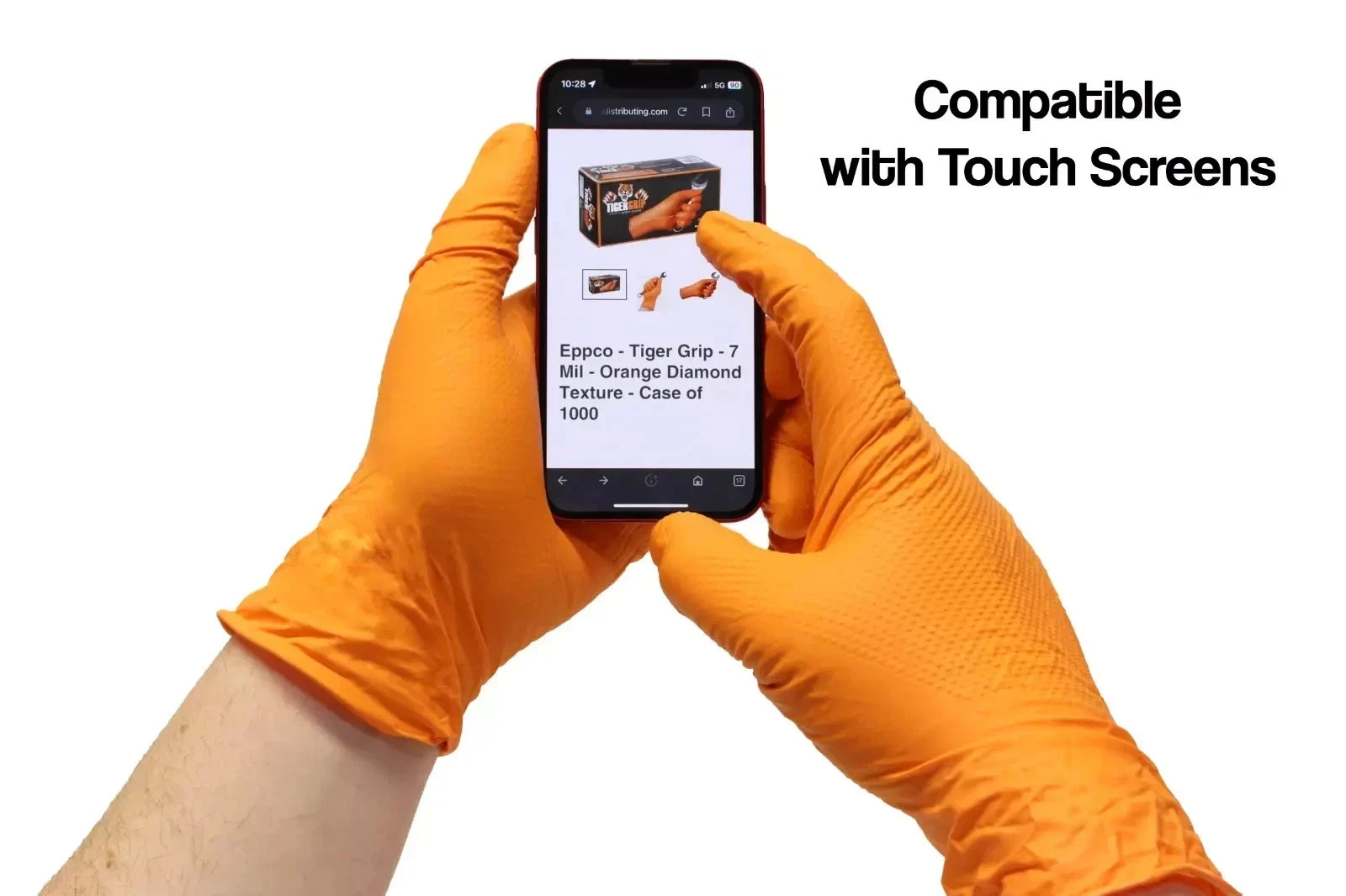 EPPCO 8843 Tiger Grip Orange Nitrile Gloves, Medium – 100 Pc/BOX
