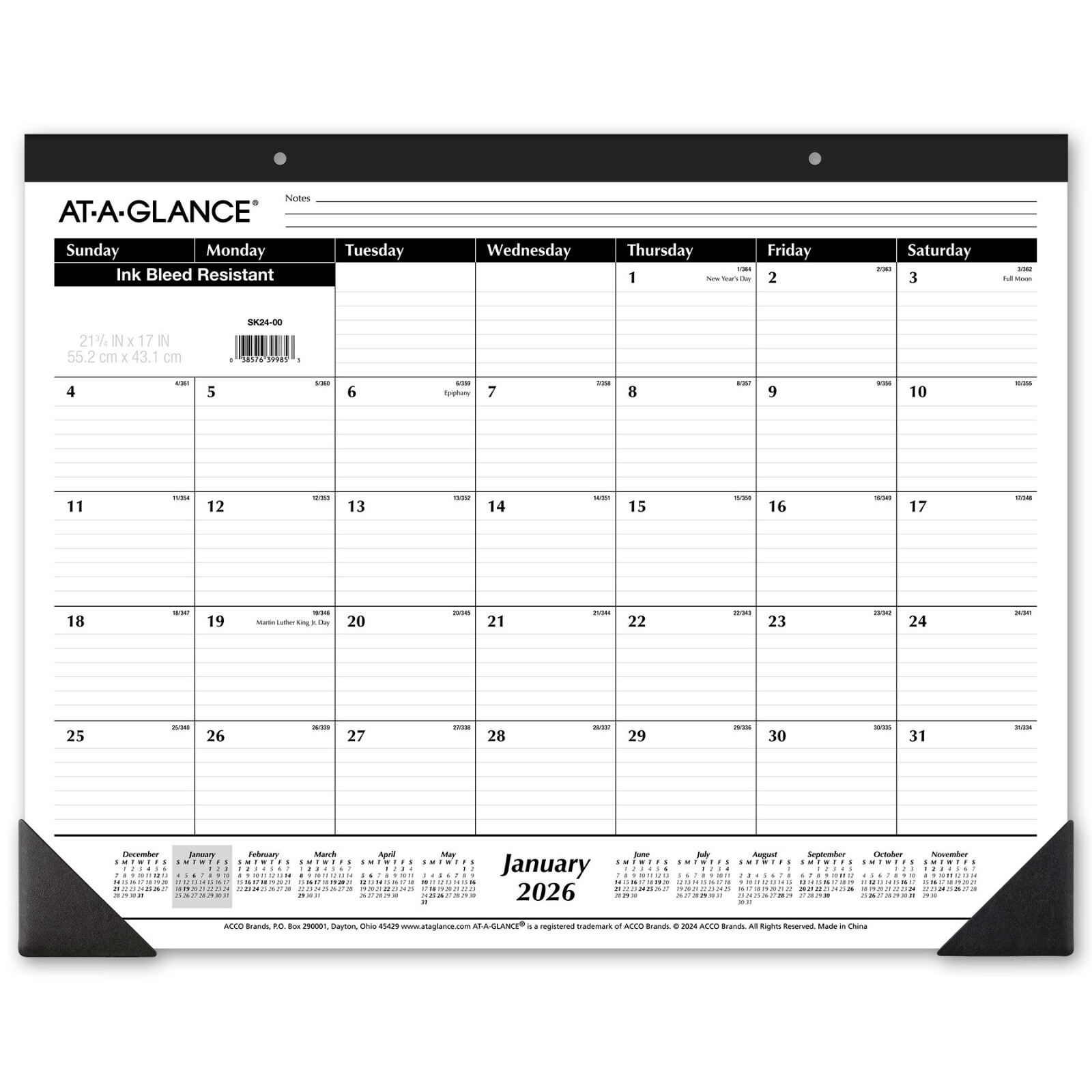 2026 At-A-Glance SK24-00 Desk Pad Calendar, 21-3/4 x 17″