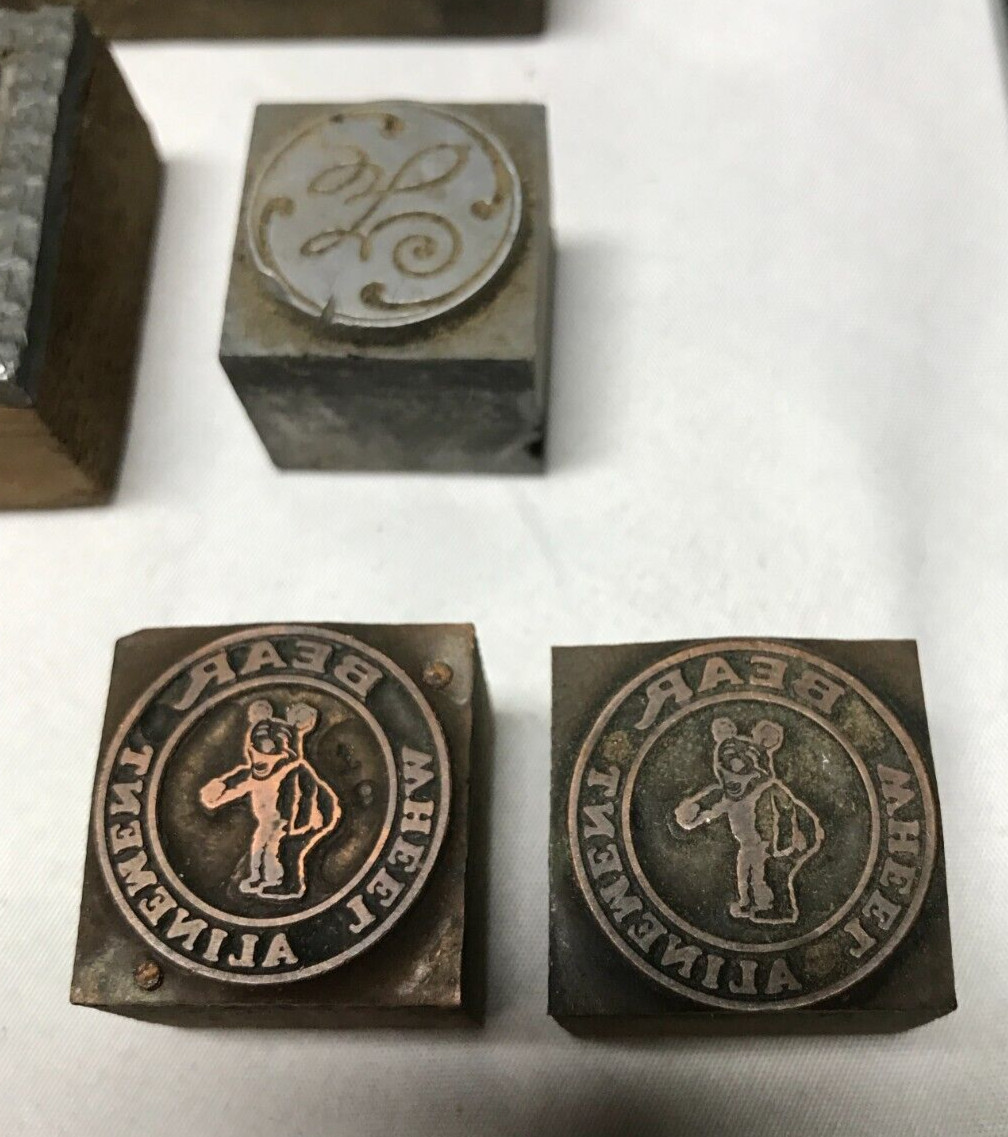 VTG Lot Letter Press Block Stamp Ink Print Type Advertising Wood Copper 2002-23B