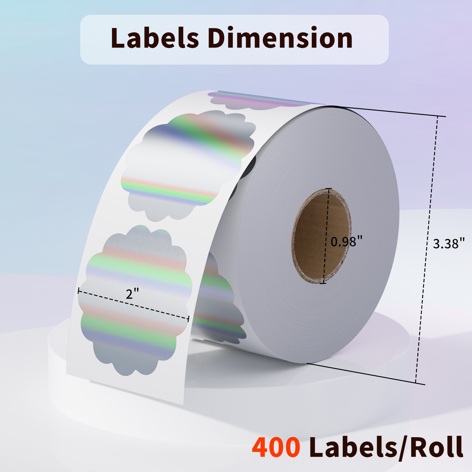 400PCS Holographic Thermal Labels 2″ Flower Thanks Stickers for Logo Design Tag