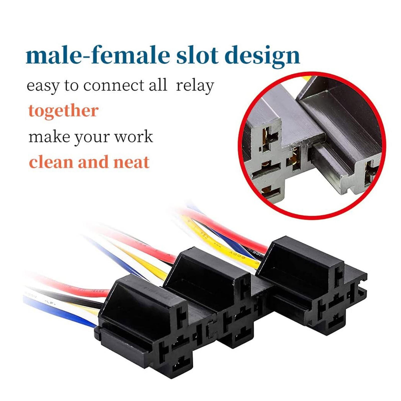 6pcs 5Pin Car Automotive SPDT Relay Switch Harness Socket Waterproof 40A 12V DC