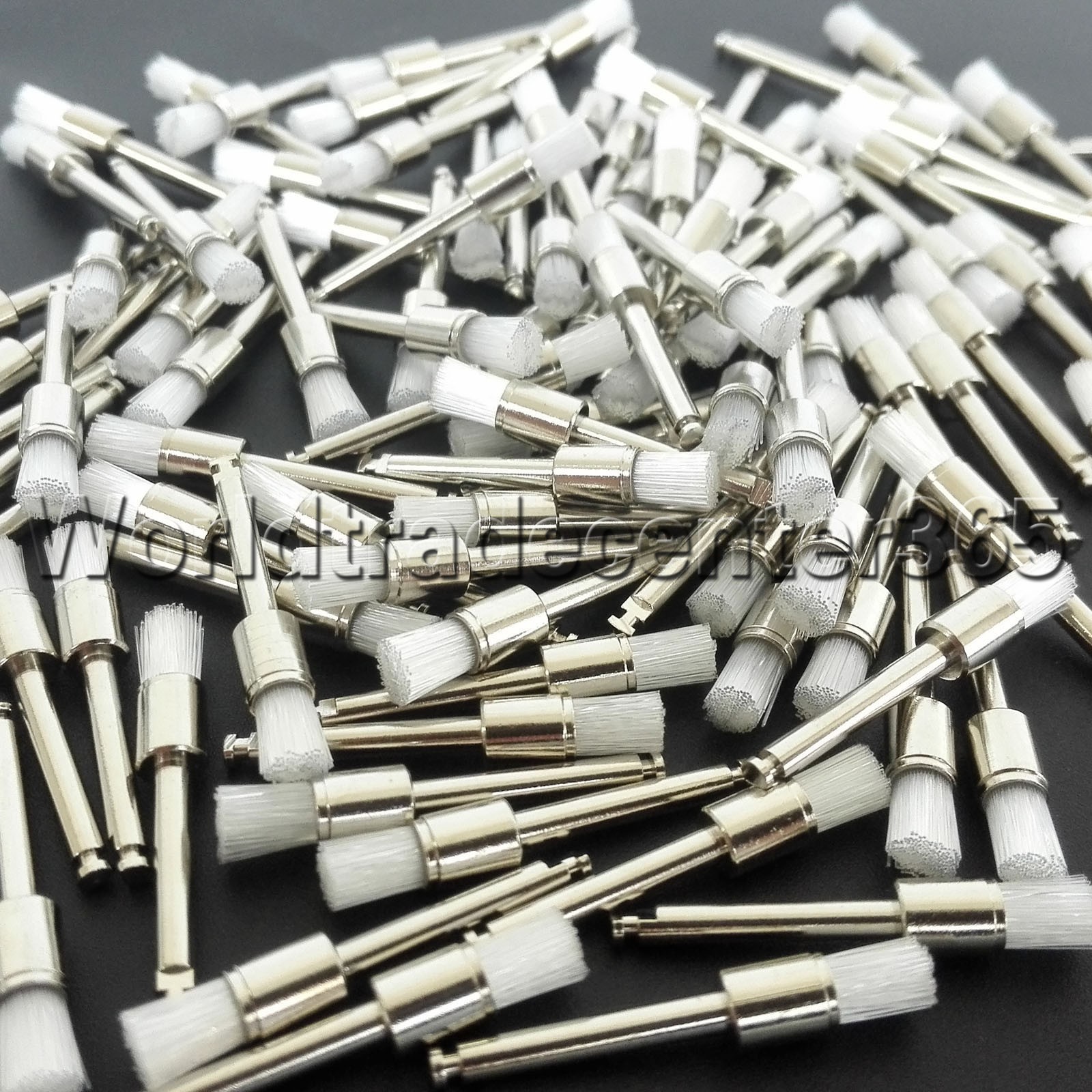 Dental White Nylon Polishing Flat Latch Polisher Prophy Brush Disposable 100 Pcs