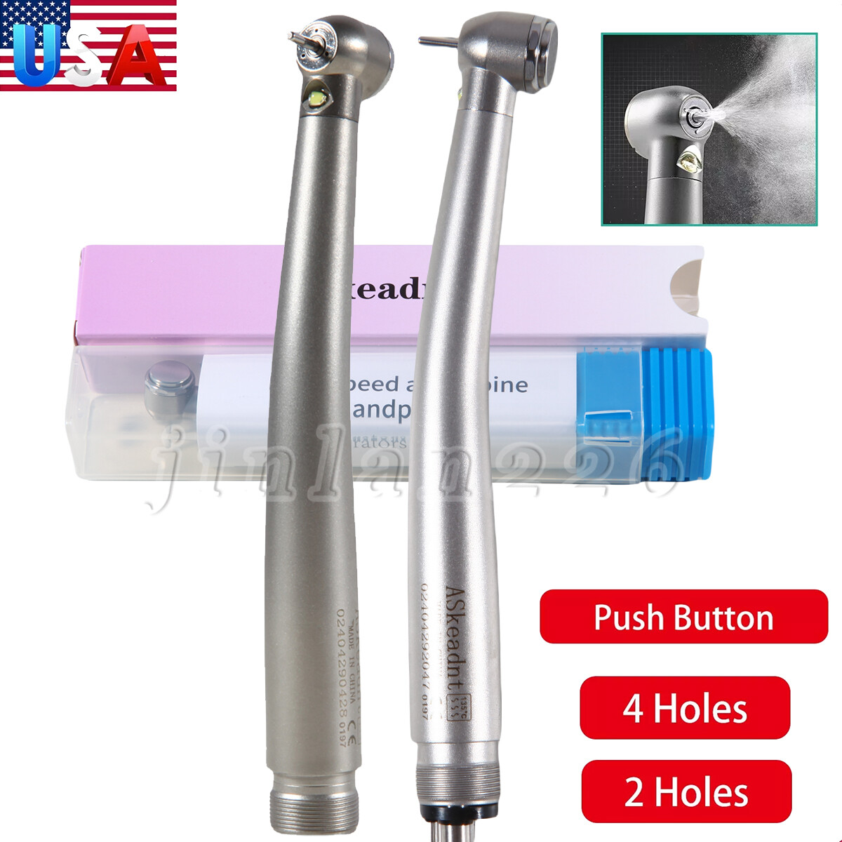 pieza de mano dental alta velocidad turbina cabeza de par 3 spray 2/4 hoyos