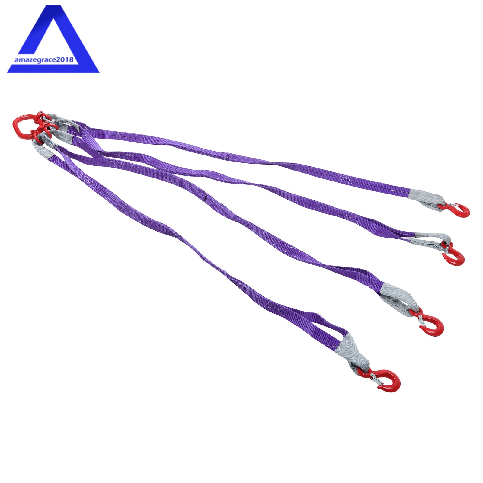 Four Leg Bridle Web Sling 5ft 6600lbs Lifting Slings with G80 Grab Hooks Safe