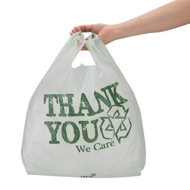 Plastic T-Shirt Bags 3000 Shopping Retail 11 ½ x 6 x 21 Recycled Thank You Green