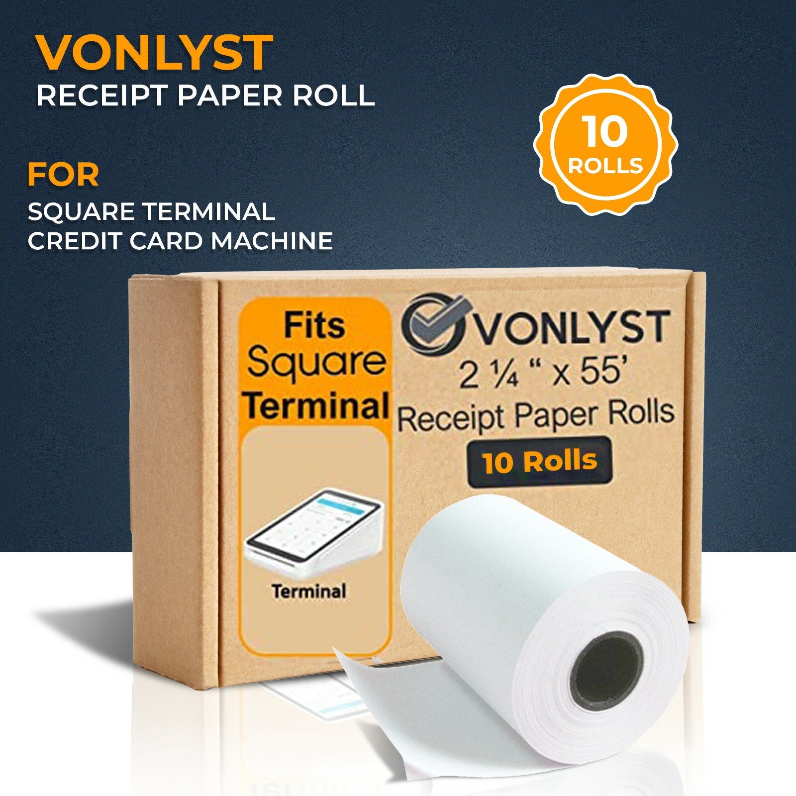 Vonlyst Receipt Paper Roll for Square Terminal Credit Card Machine (10 rolls)