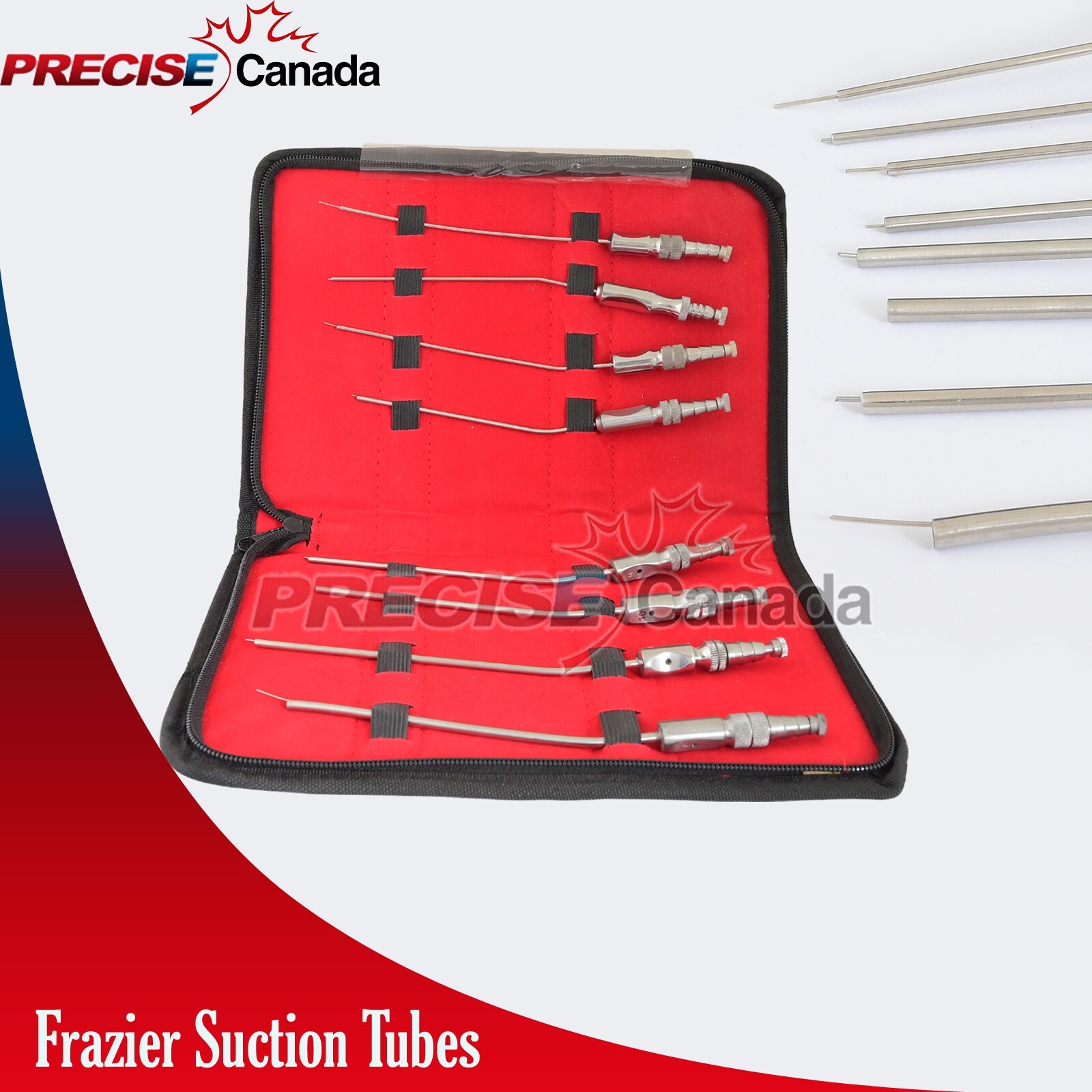 8pcs FRAZIER Suction Tube 5,6,7,8,9,10,11,12 Fr Dental Surgical ENT In Case Kit
