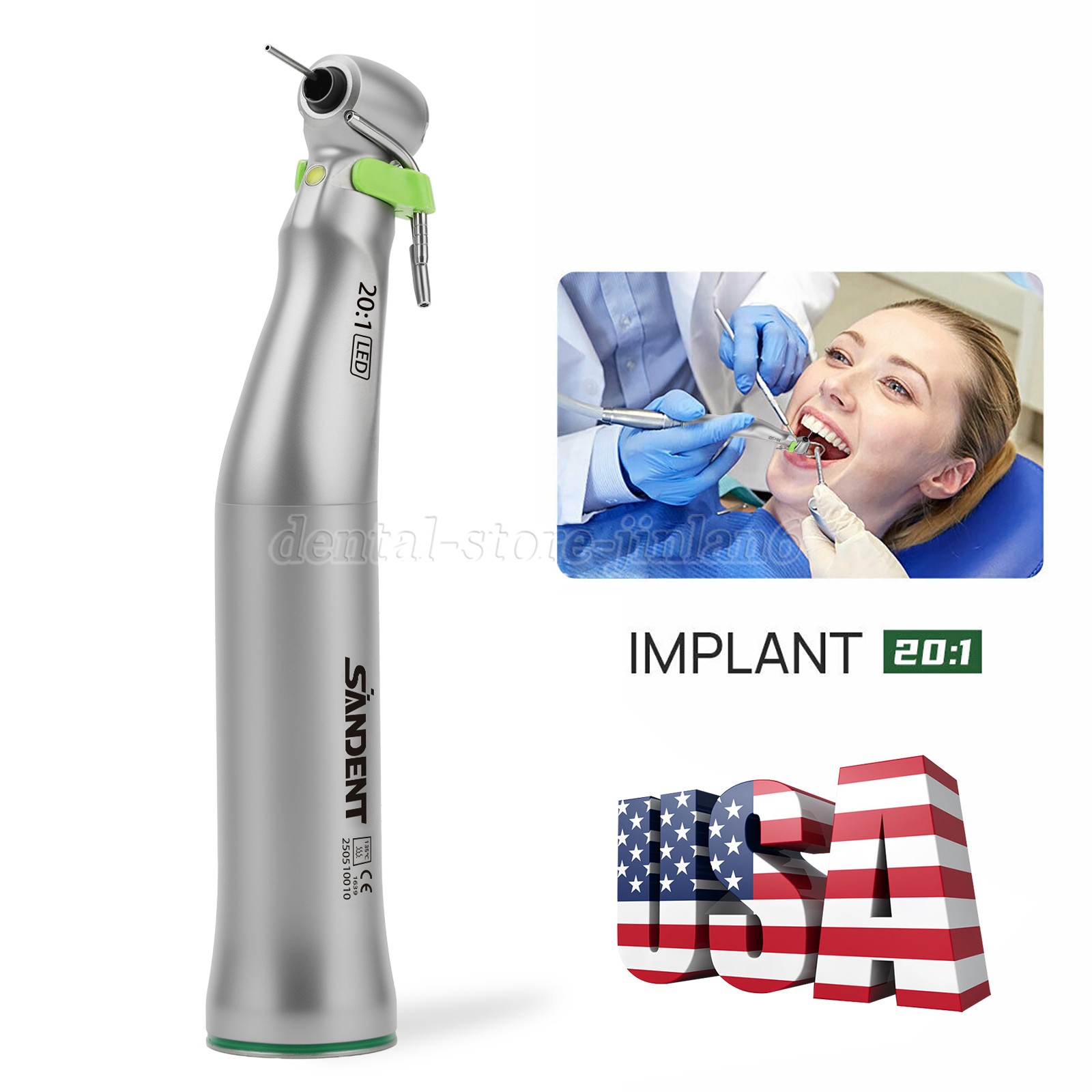 New WS-75 LG 20:1 LED+ Contra Angle E-Type for W&H Dental Implant Surgical Motor