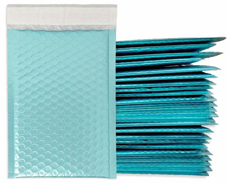 4X8 Holographic, Sunset Peach Bubble Mailers, Metallic Padded Shipping Mailing
