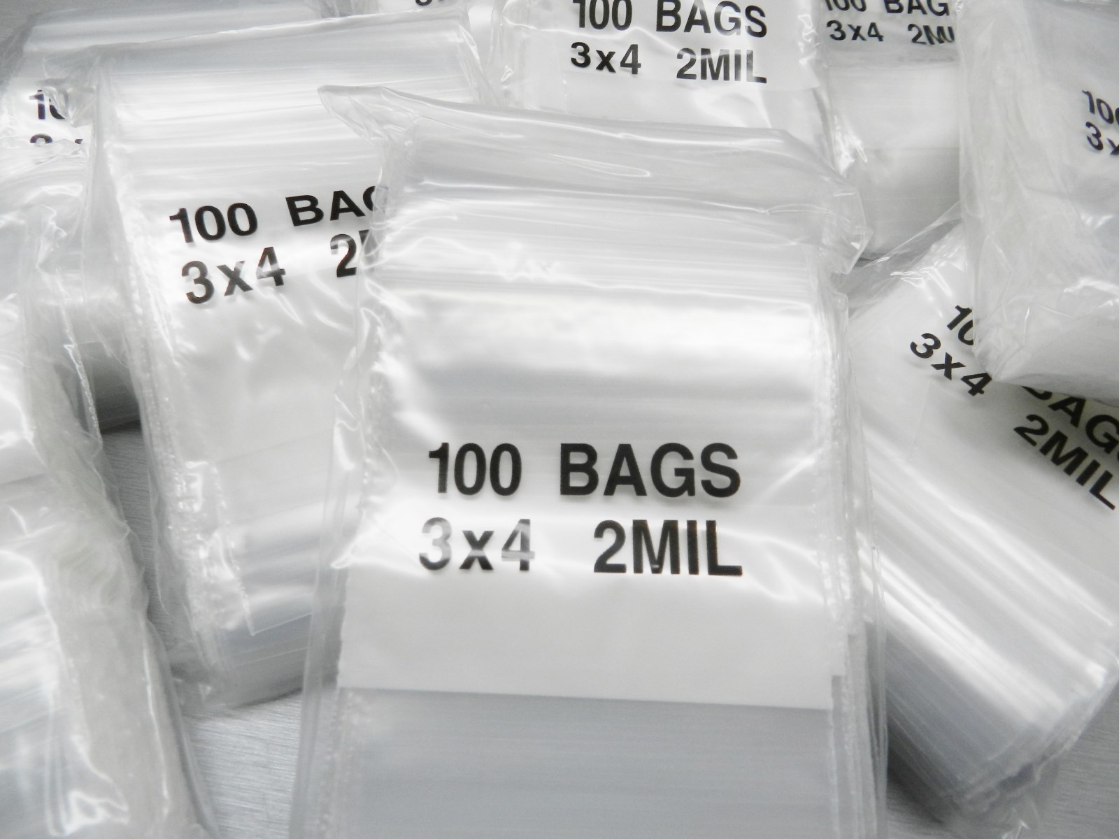 3×4 White Block Reclosable Bags 2mil Writeable 3x 4″ Poly Baggies 1000 Pcs
