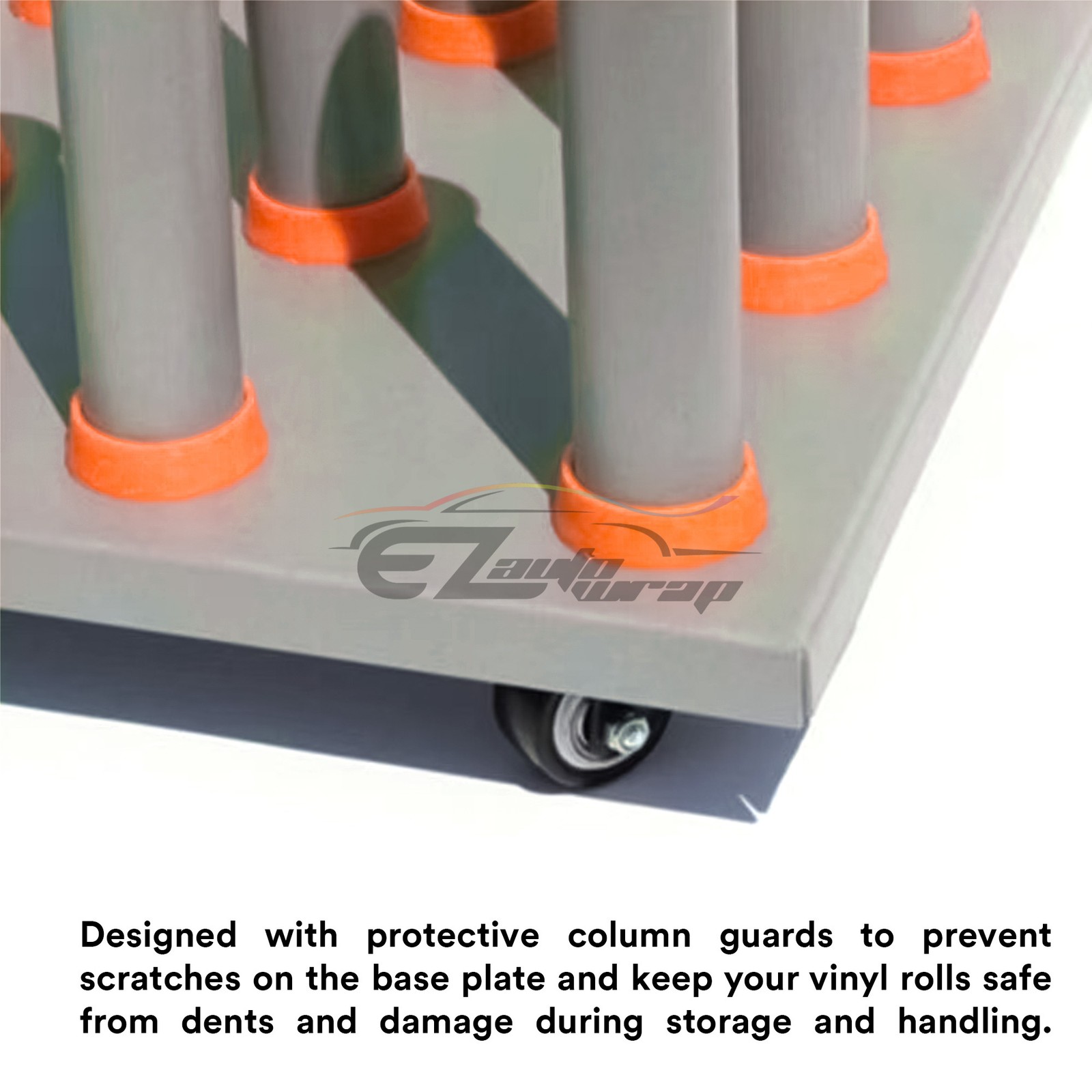 Vinyl Stand Gray Orange Rolling Floor Rack Wheels Car Wrap Film Sheet Storage