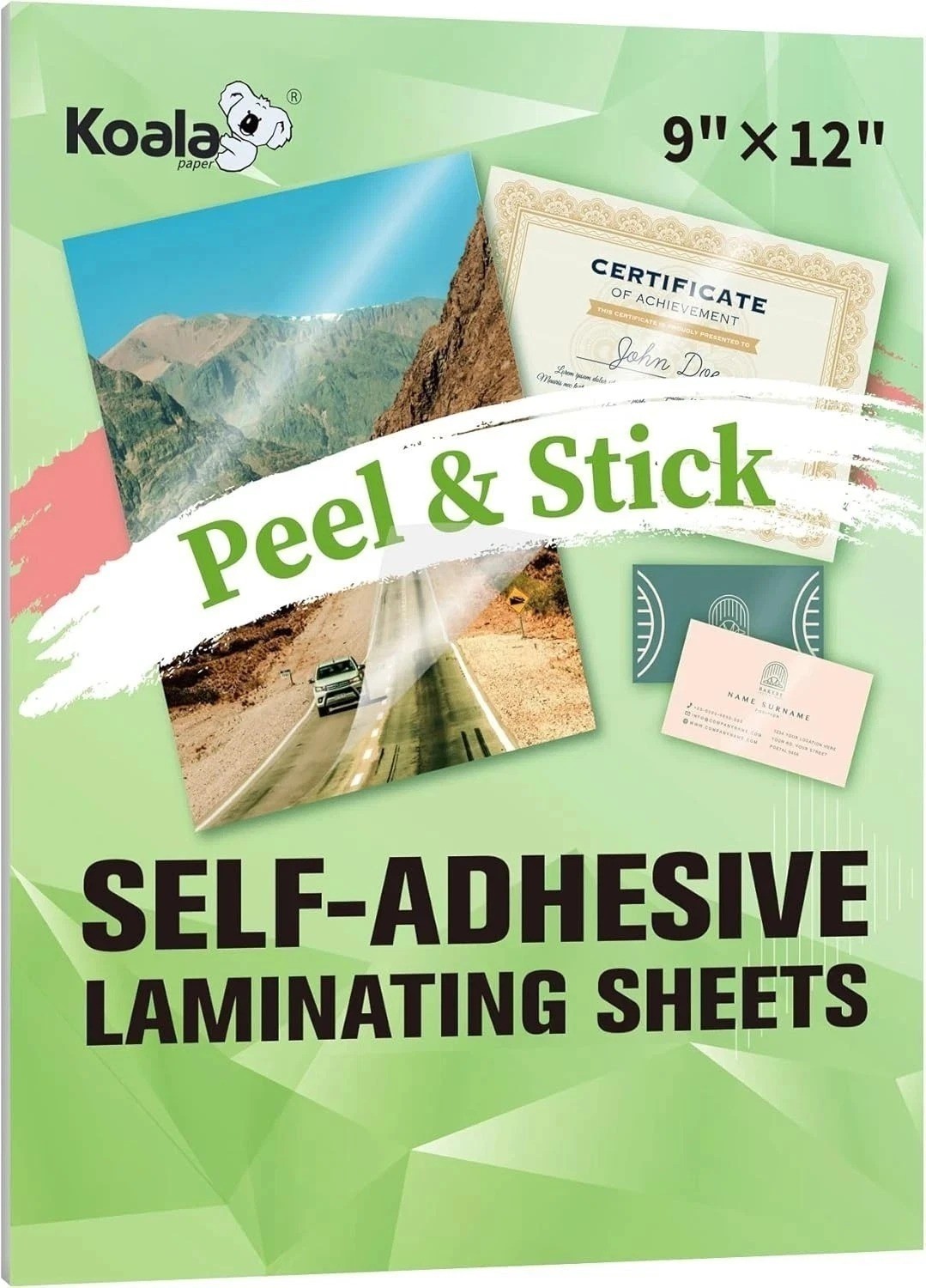 20 Koala Self-Adhesive Laminating Sheets 9 x 12 Clear Overlay No Machine Needed