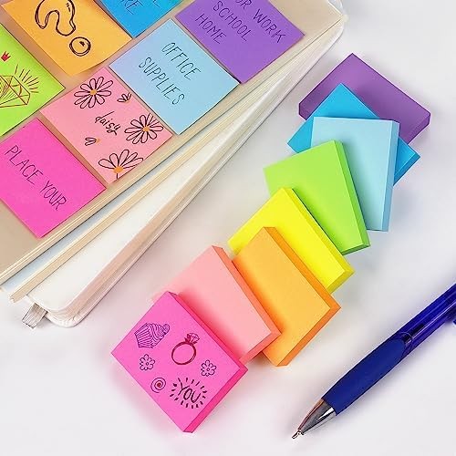 Sticky Notes 1.5×2 inch Bright Colors Self-Stick Pads 8 Pads/Pack 100 Sheets/…
