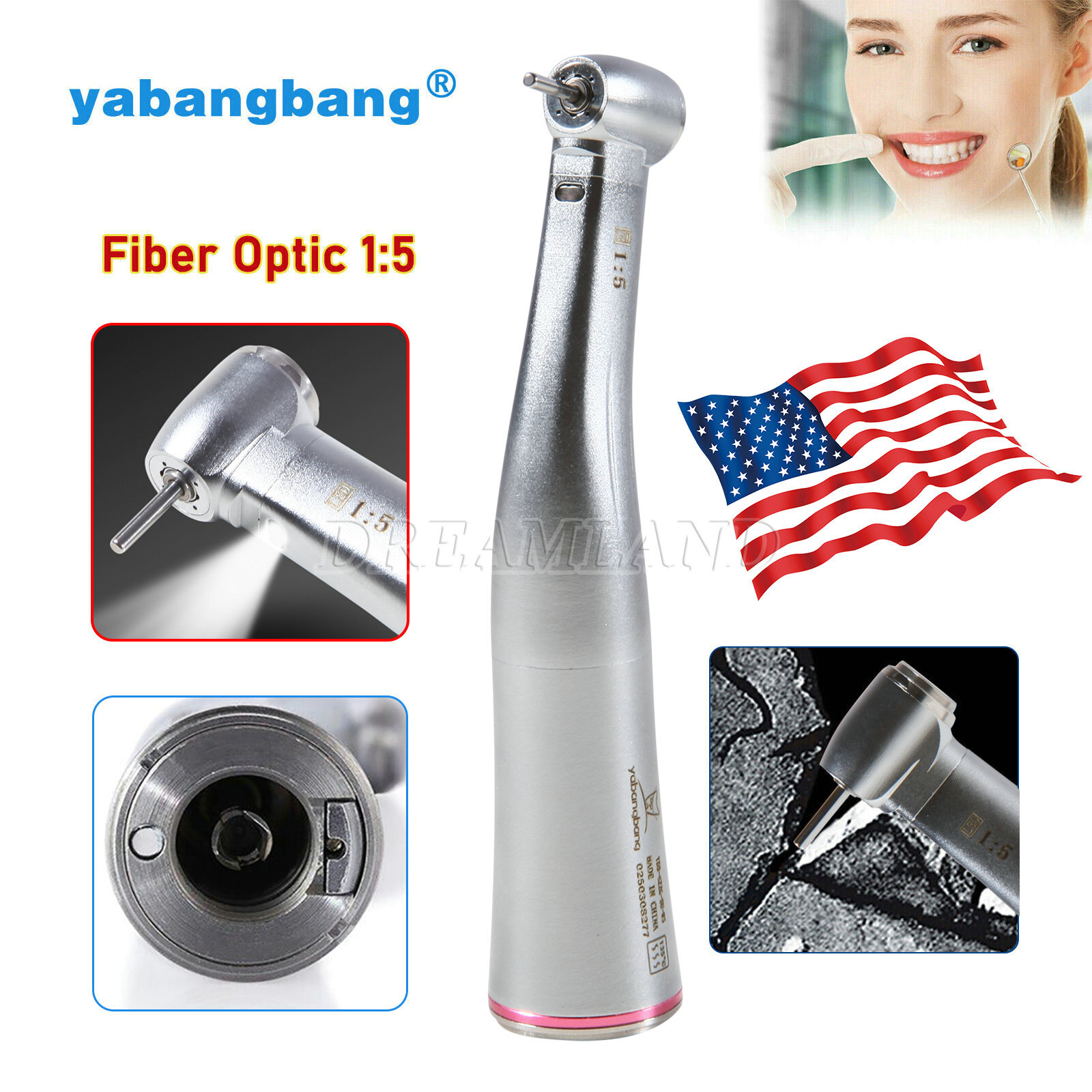 Dental 1:5 Fiber Optic Contra Angle Electric Handpiece Fit KaVo COXO CX235C7-1
