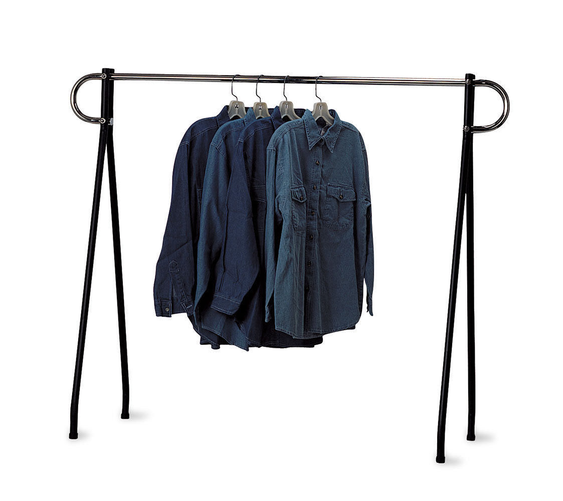 Clothing Rack Black & Chrome Single Rail Retail Storage Garment Salesman 48 x 60
