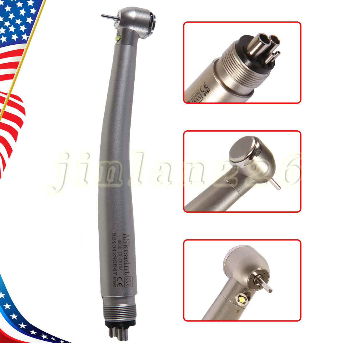 NSK STYLE Dental LED E-generator Fiber Optic High Speed Handpiece Turbine 4 Hole