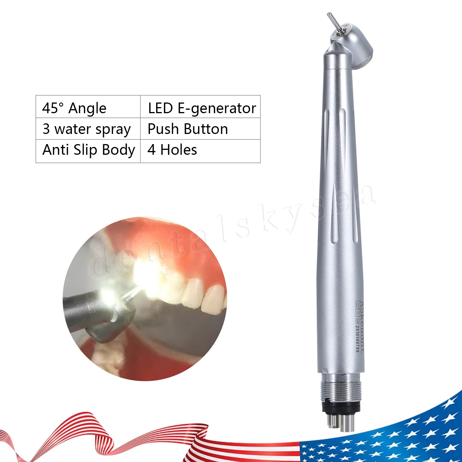 Surgical 45° LED Speed Handpiece Dental Triple Water Jet 18W Fit NSK Ti-Max