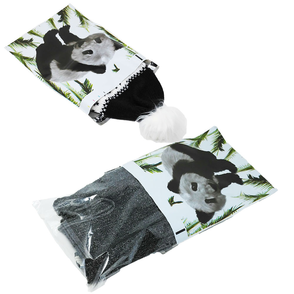 10×13 Panda Bear Poly Mailers, Black and White Self Seal Shipping Mailing Bags