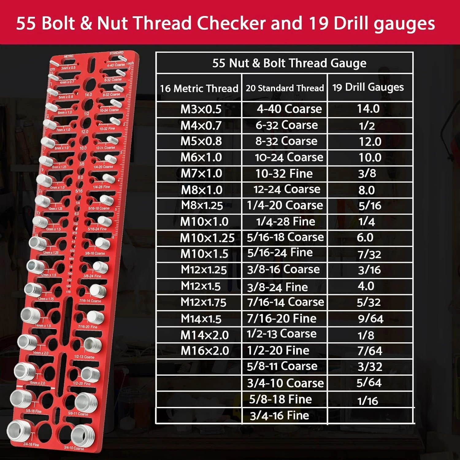 55 Nut and Bolt Thread Checker – Thread Checker Standard and Metric Bolt and Nut