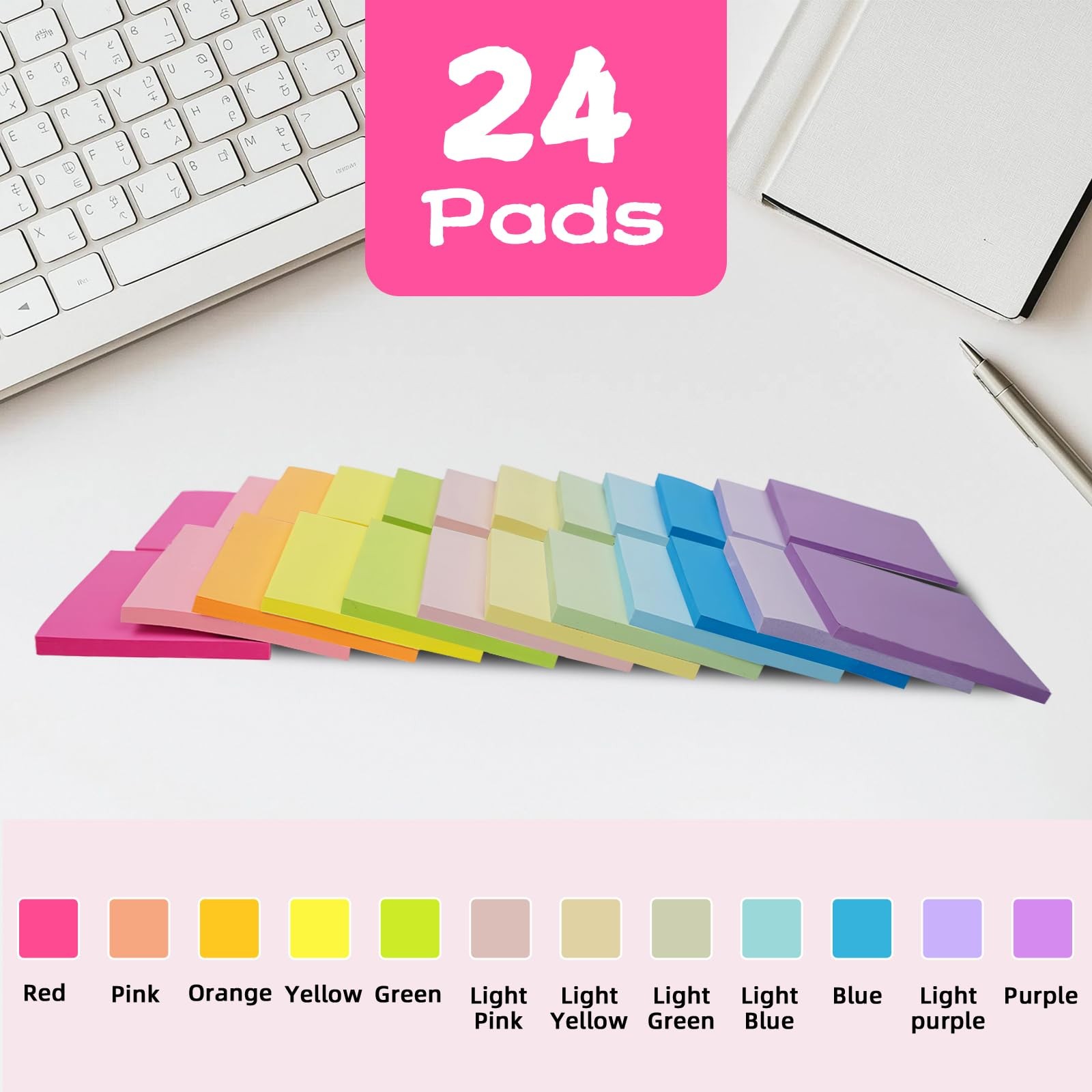 (24 Pads) Sticky Notes 3×3 Inches,Bright Colors Self-Stick Pads, Easy to Post…