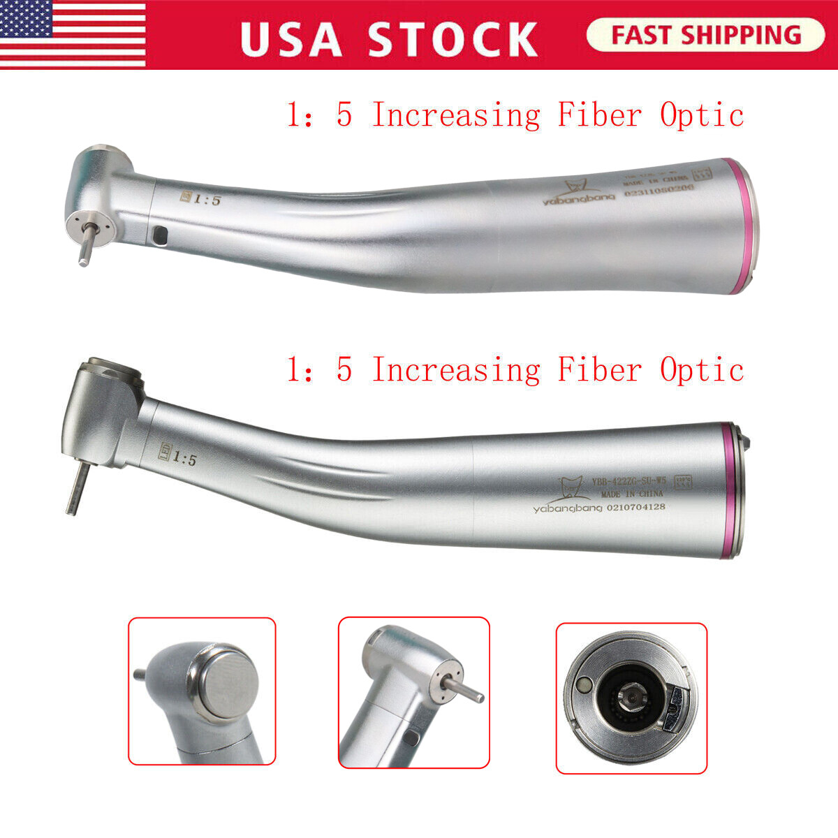 Dental LED Fiber Optic / NO-LED 1:5 Contra Angle High Speed Handpiece Turbine