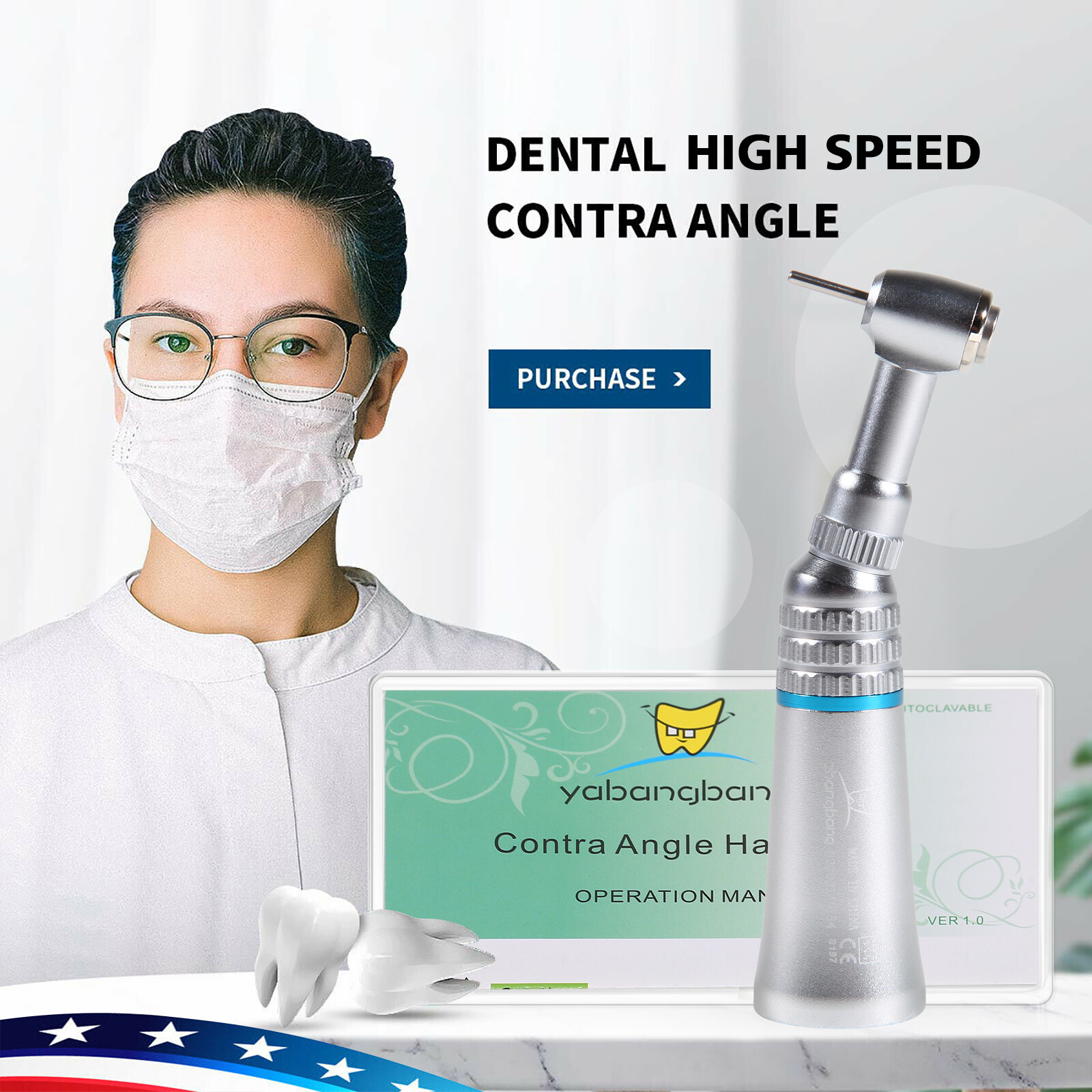 1/5/10Pcs Dental Low Slow Speed Contra Angle Handpiece Fit FG 1.6mm Burs E-type