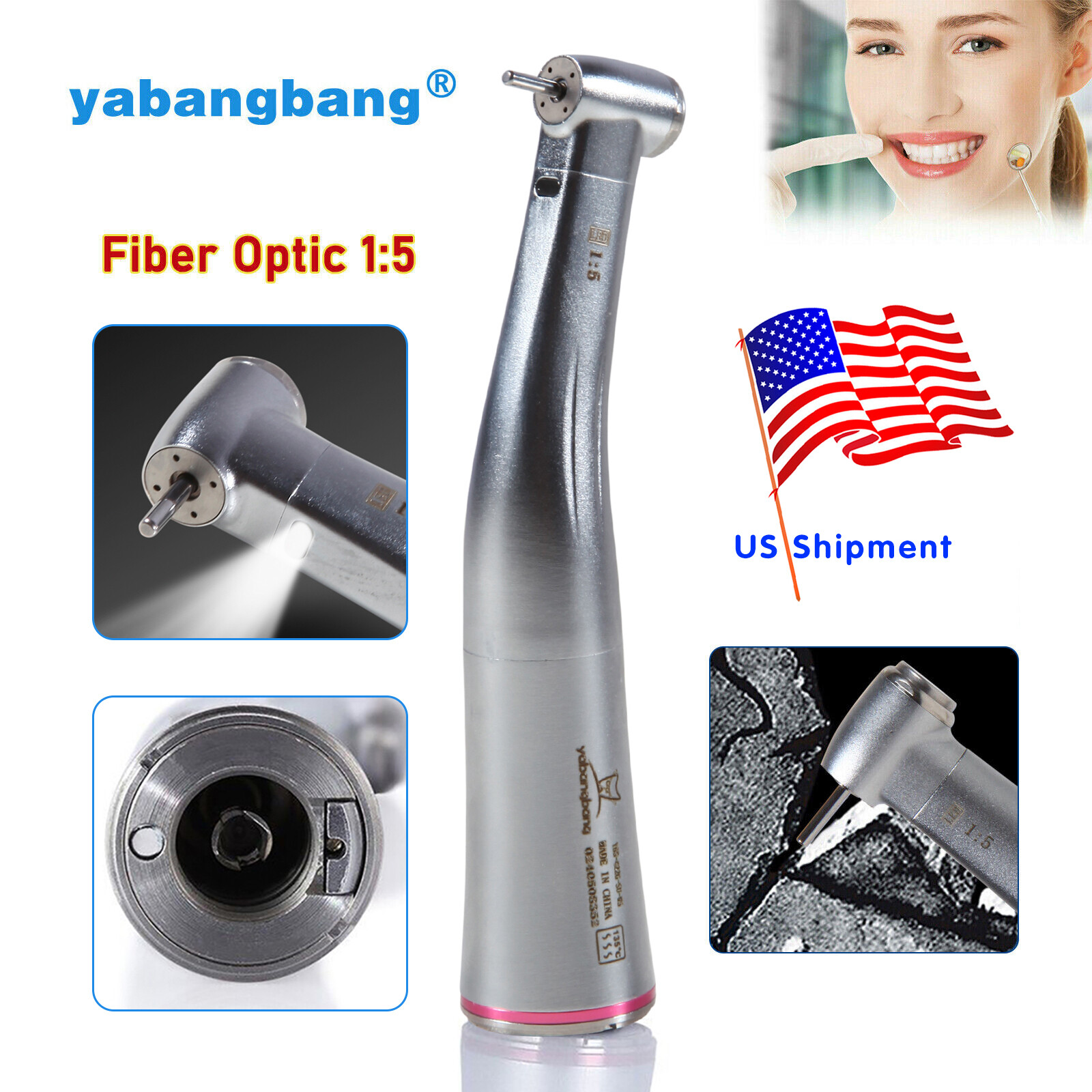 Dental LED 1:5 Increasing Contra Angle Handpiece fit NSK Ti-MAX X95L /KAV DL