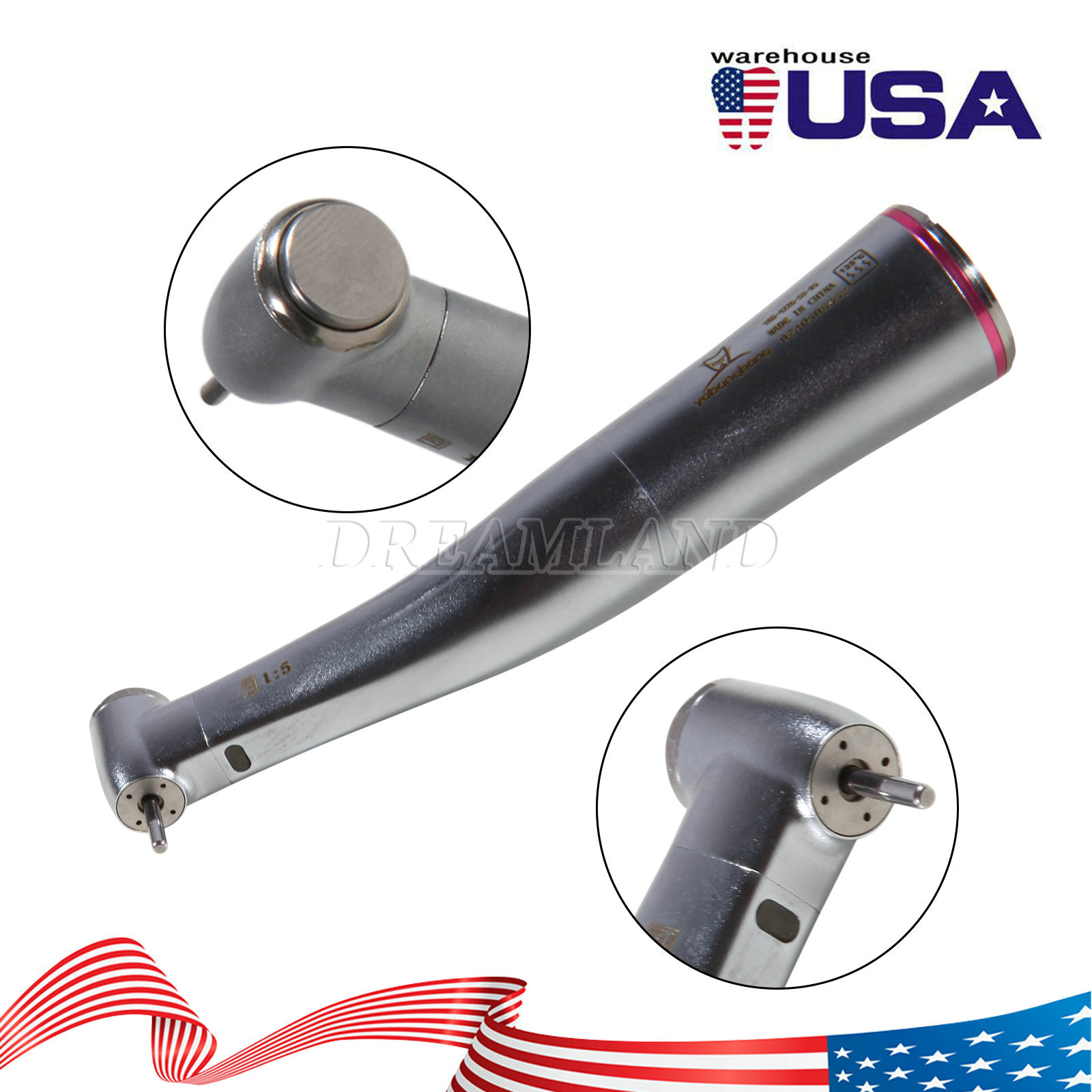 Dental 1:5 Optic LED Contra Angle Increasing Handpiece Fit NSK Electric Motor