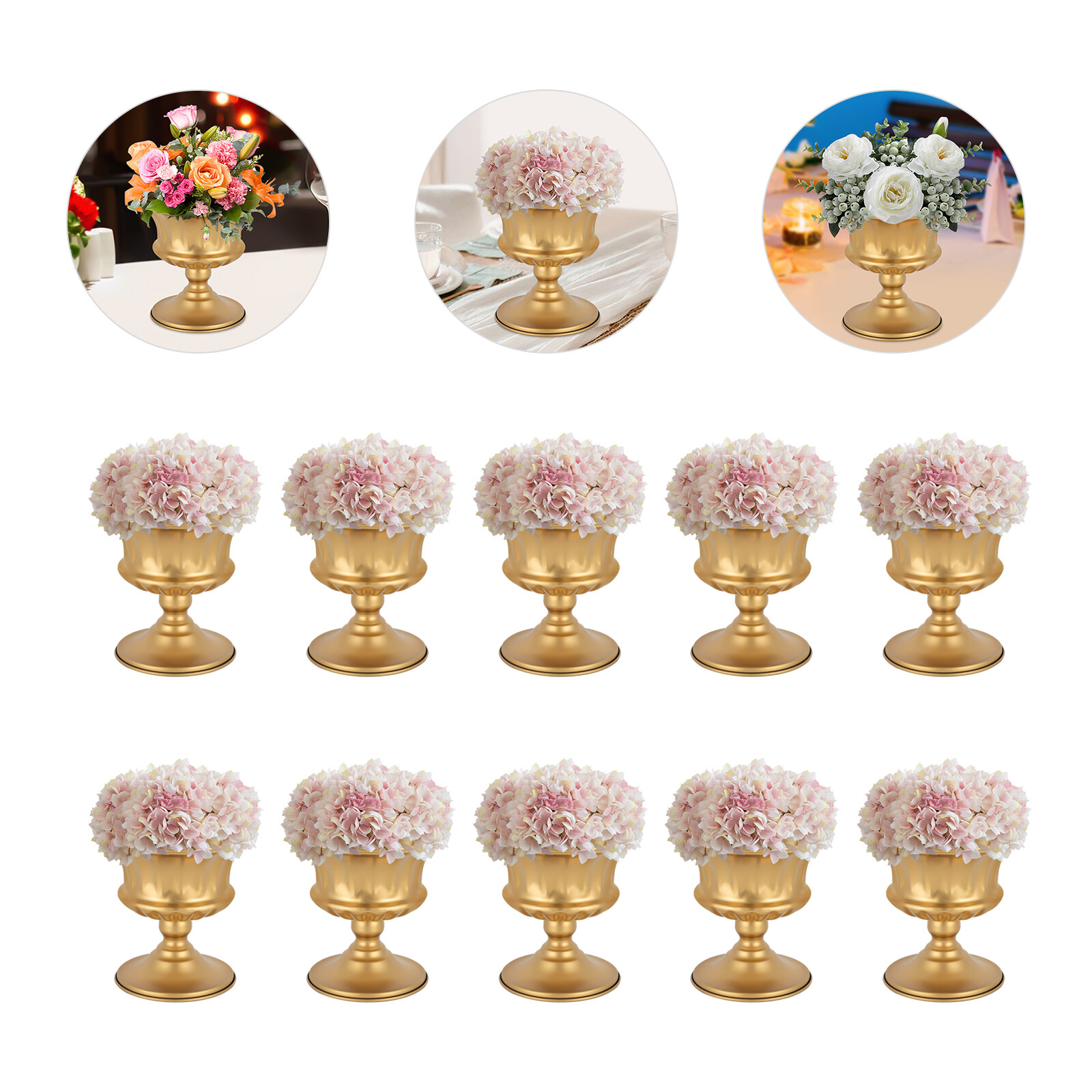 10-Piece Mini Iron Vases Set For Wedding Centerpieces Tabletop Decor