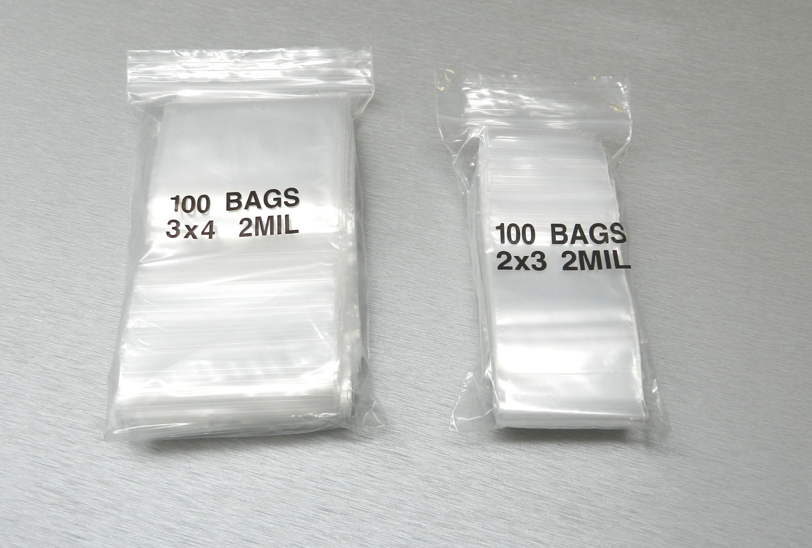 200 Bags Clear 2mil 2 Small Sizes 2″x3″ & 3″x4″ Poly Reclosable Baggies 100@