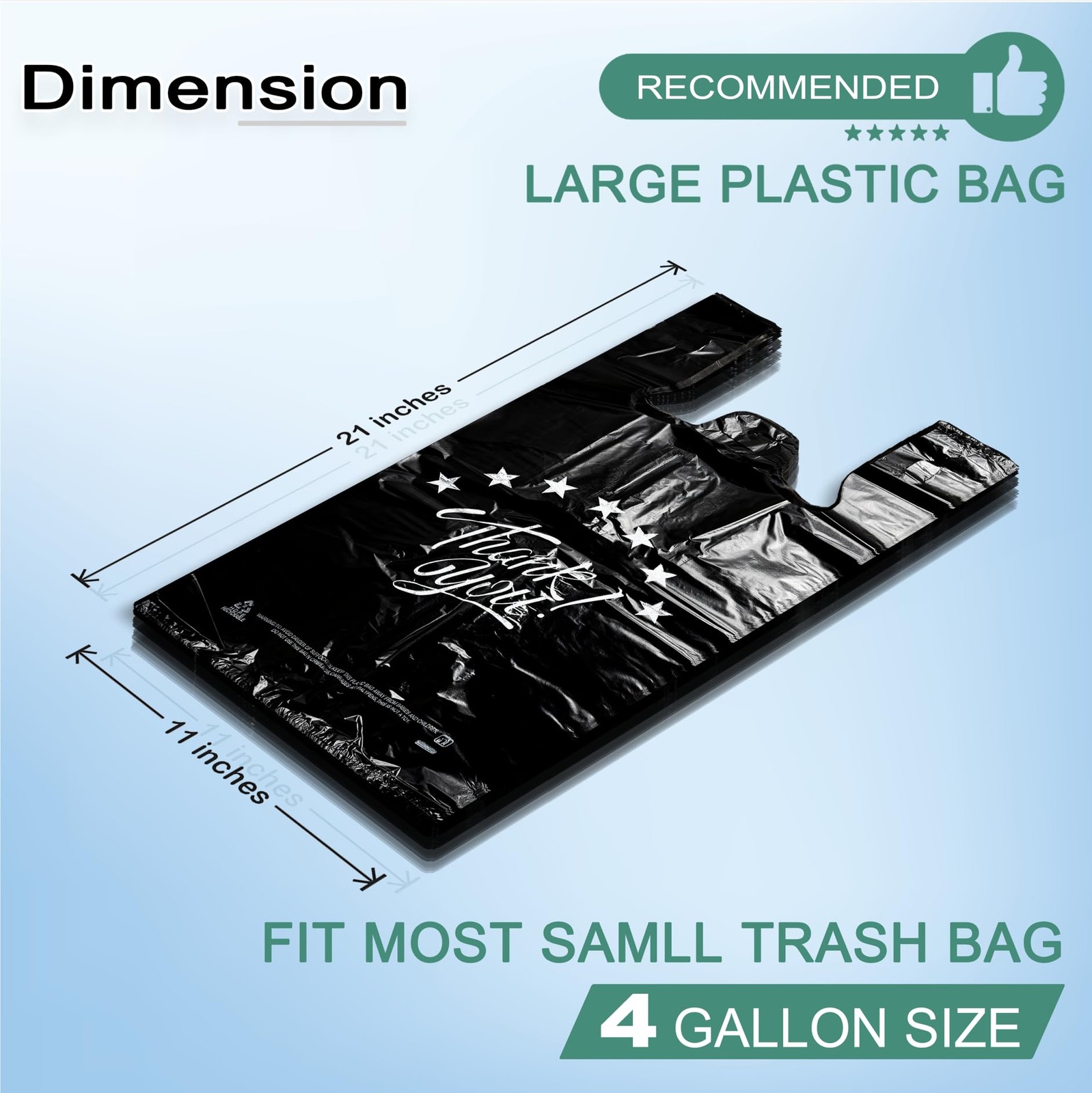 100 Pcs Reusable Thank You T Shirt Bags Grocery Shopping Bags, 11x6x21 Inch