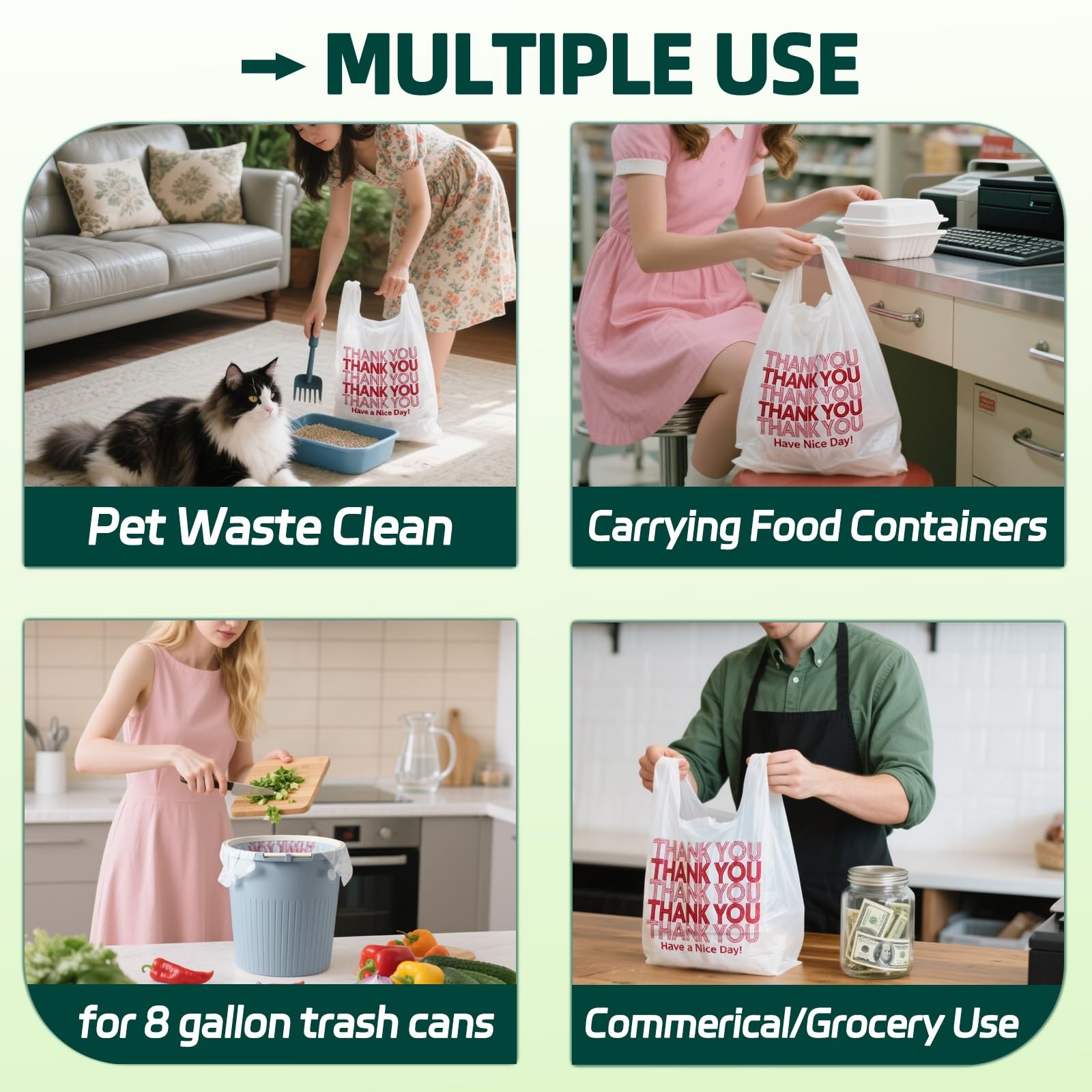 Extra Large (13″ x 8″ x 23″) X-Large Size up, 100 Count Plastic Bags with Han…