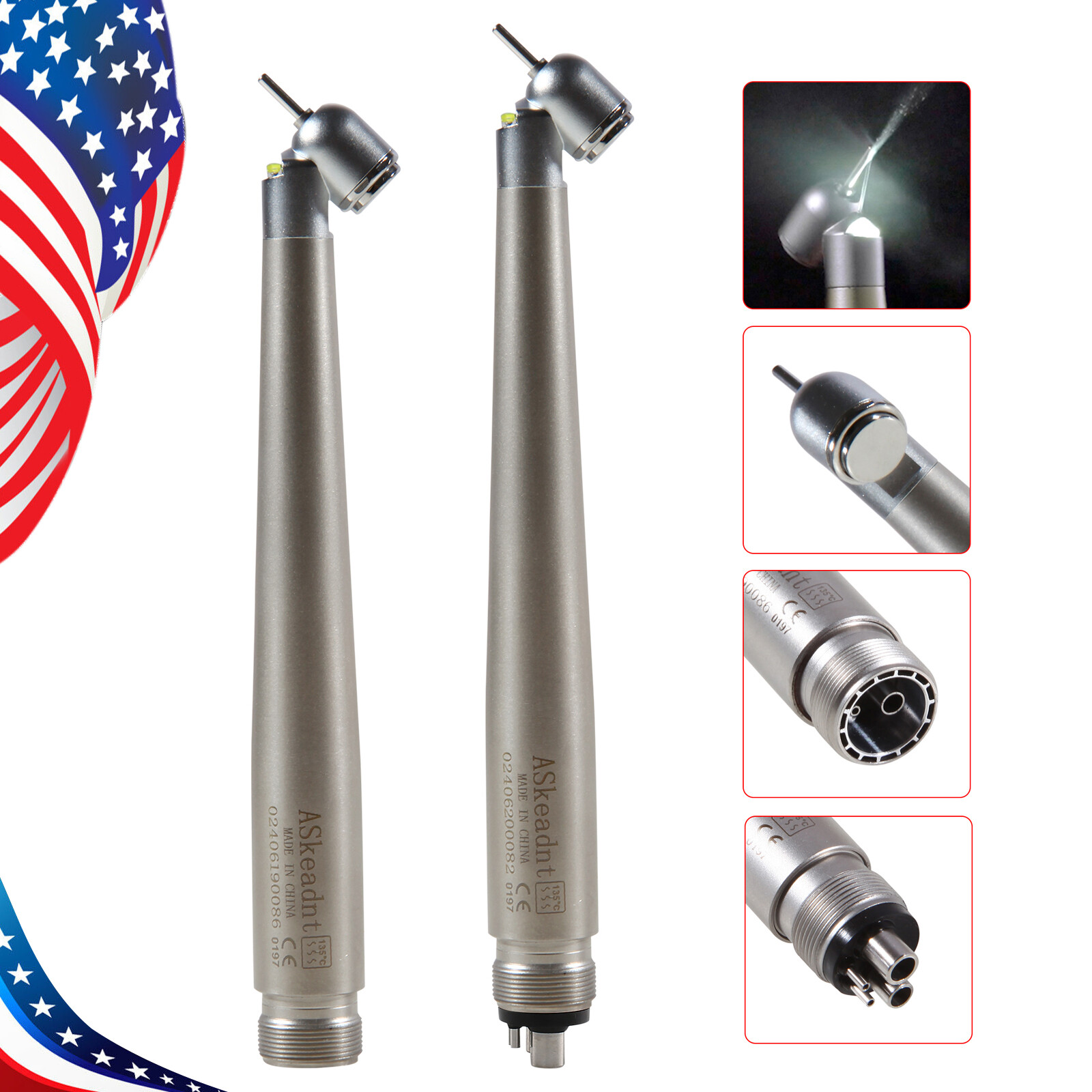 45° LED Light Dental PANA-MAX Push High Speed Handpiece Turbine 4/2H fo