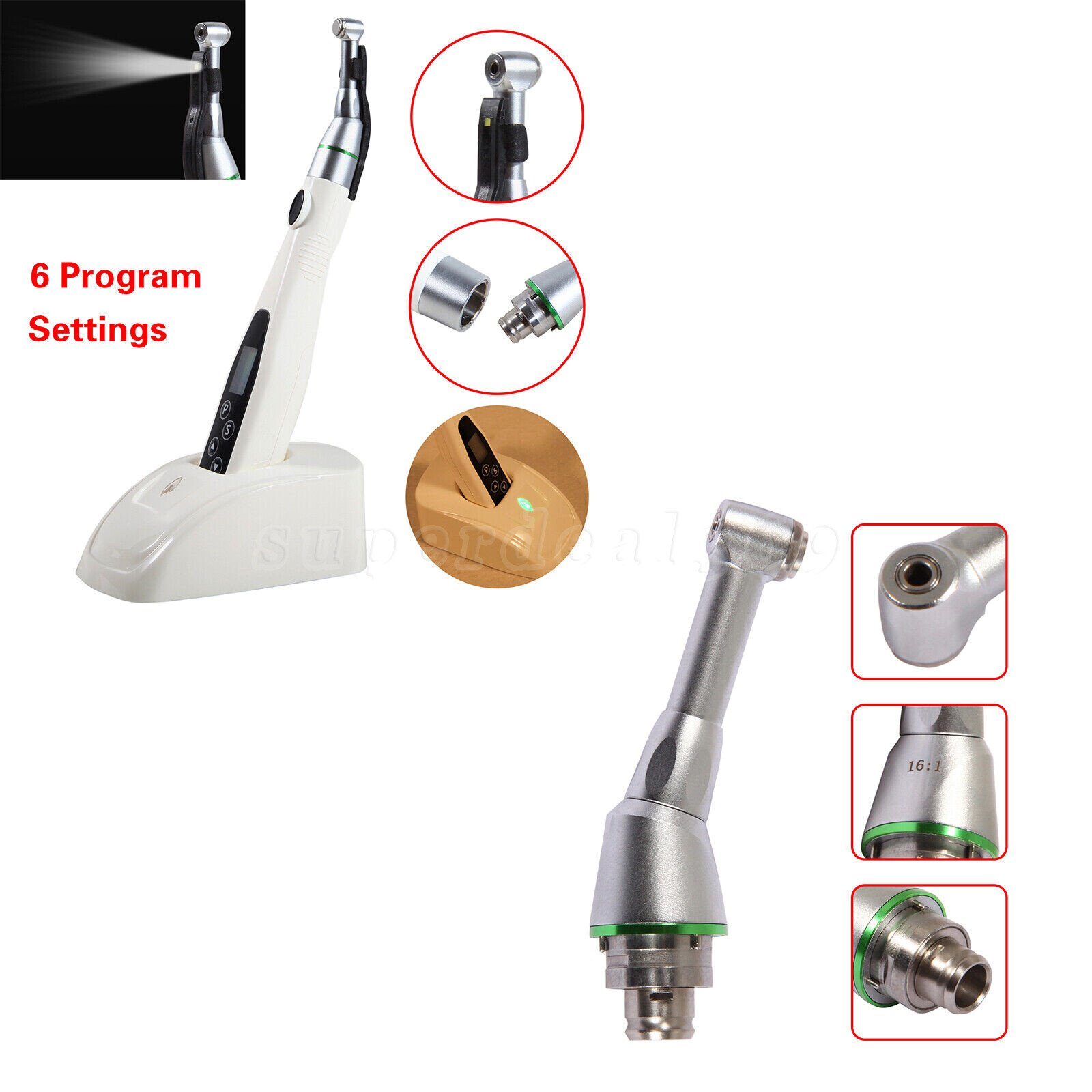 Dental Wireless LED Endo Motor Root Canal Treatment 16:1​ Contra Angle head po