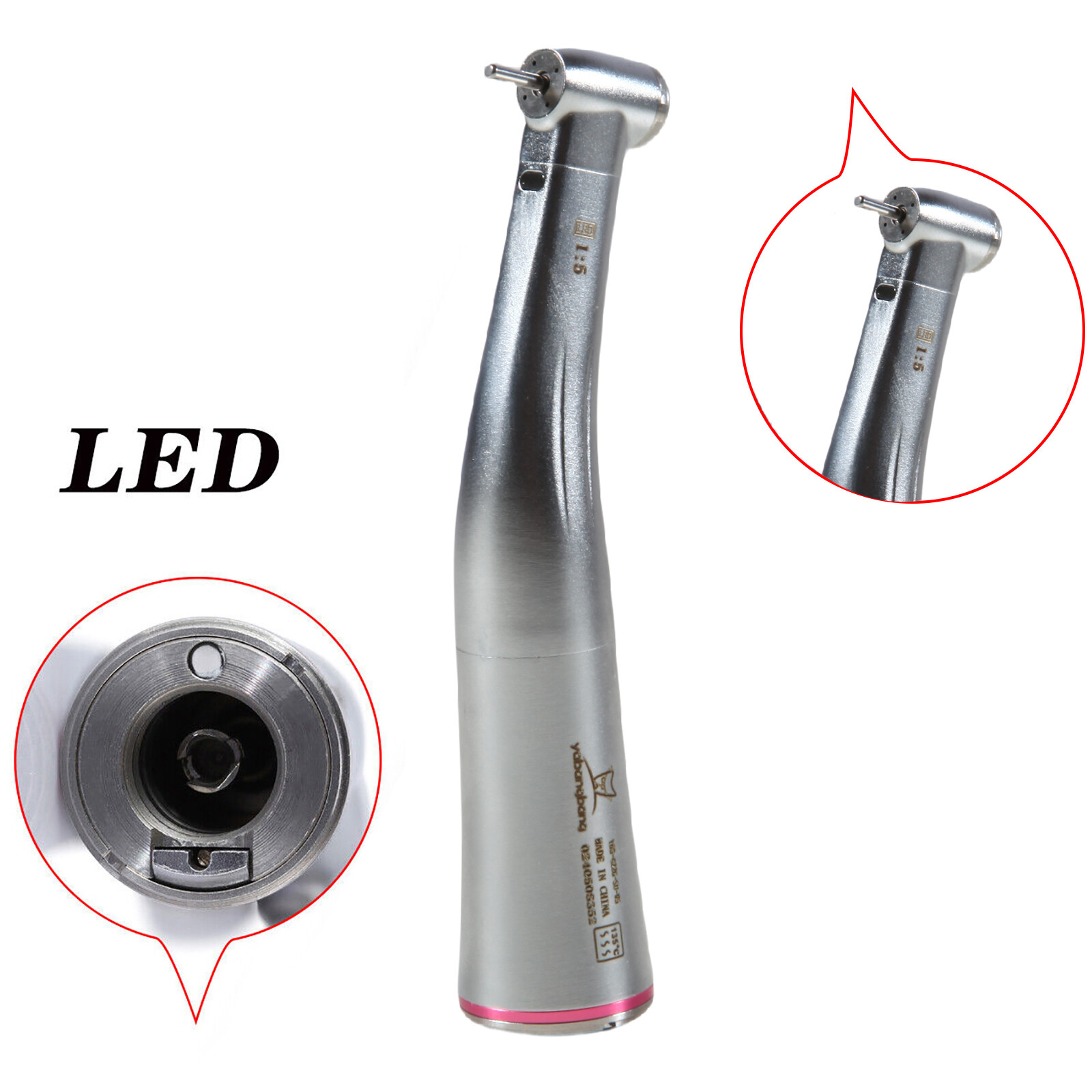 Dental 1:5 Optic LED Contra Angle Increasing Handpiece Fit Electric Motor YBB