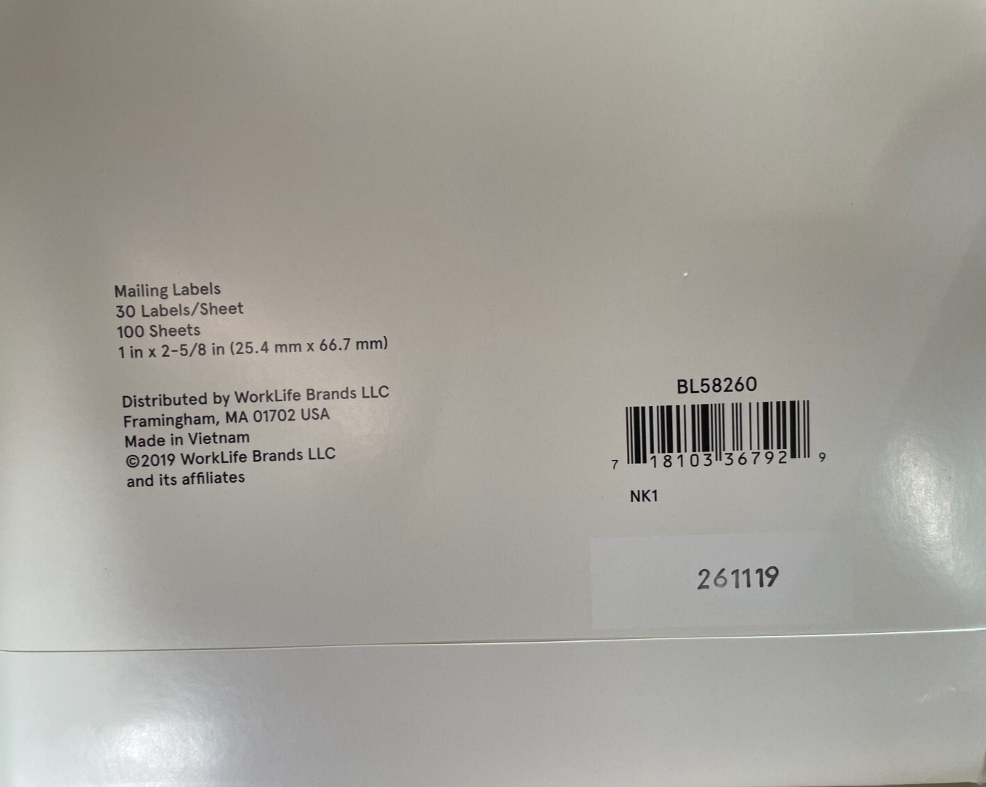 1 x 2 5/8 30,000 Mailing Address Shipping Labels Self Adhesive 1000 sheets of 30