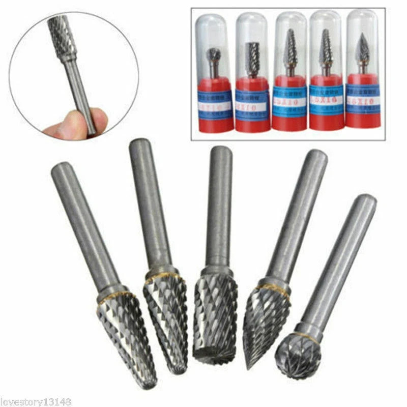 5 Types Dental Shank Metal Cylindrical Grinder Cutter Tool Carbide Burr ACDFG