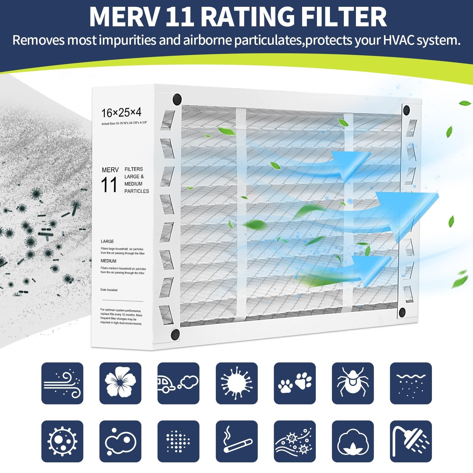 16x25x4 AC Furnace Air Filter Compatible with Honeywell FC100A1029, MERV 11 H…